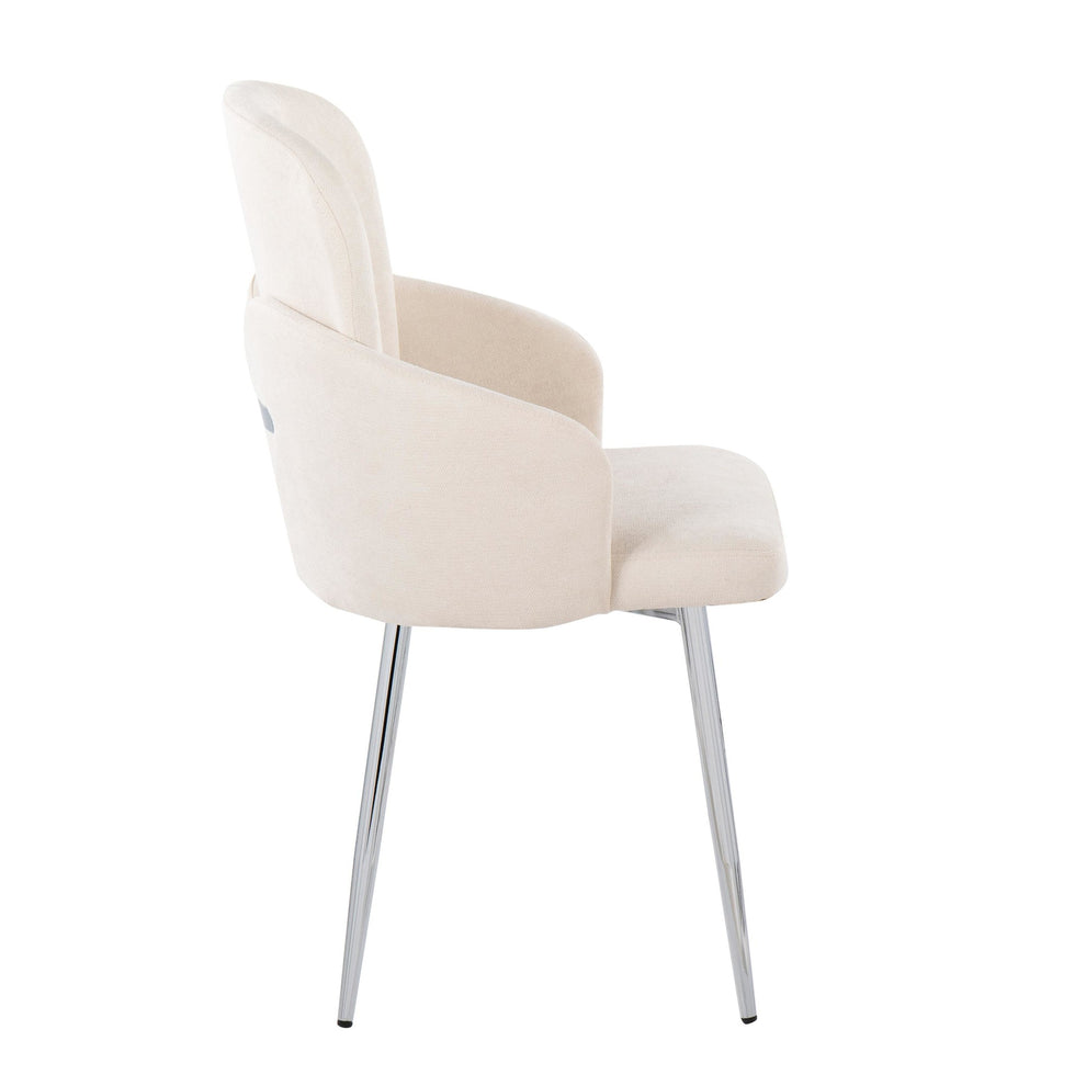 Dahlia Contemporary Dining Chair in Chrome Metal and Cream Fabric with Chrome Accent By LumiSource - Set of 2 | Dining Chairs | Modishstore - 6