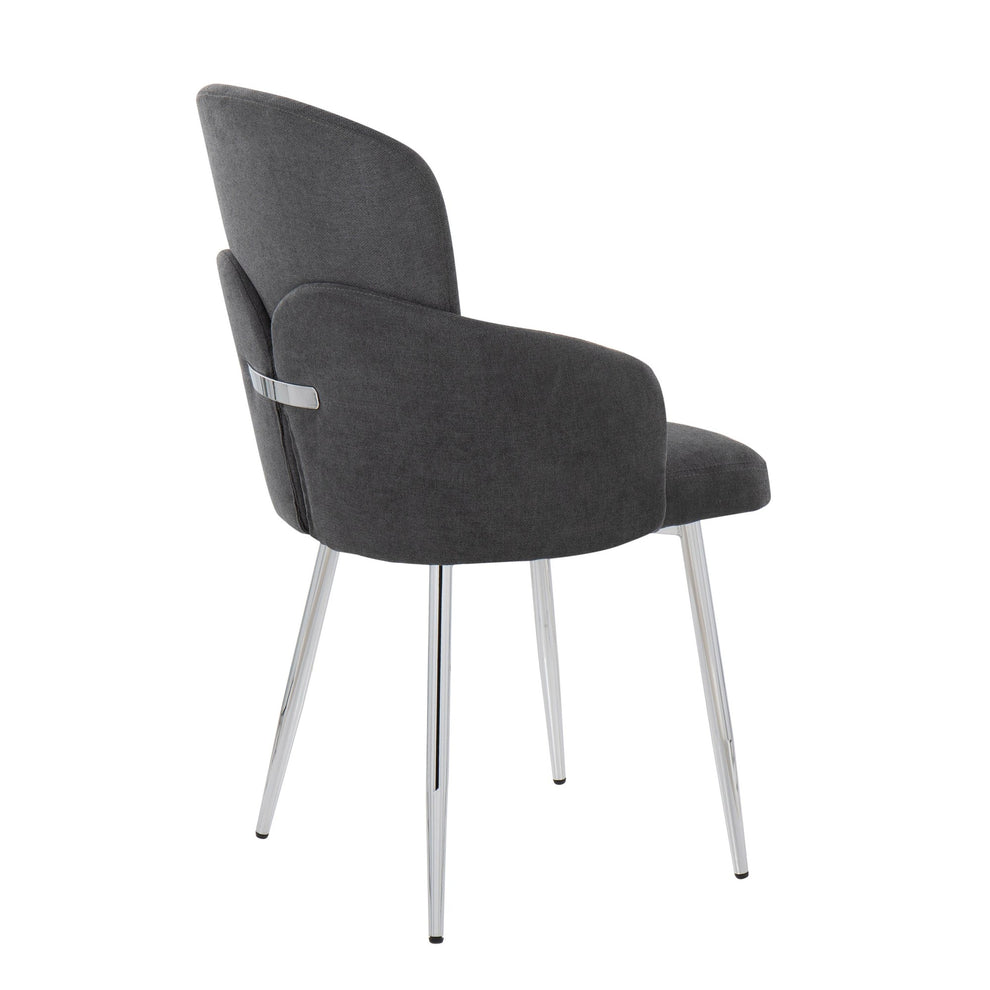 Dahlia Contemporary Dining Chair in Chrome Metal and Cream Fabric with Chrome Accent By LumiSource - Set of 2 | Dining Chairs | Modishstore - 15