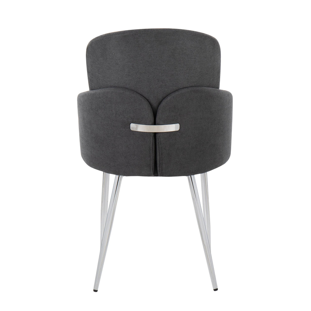 Dahlia Contemporary Dining Chair in Chrome Metal and Cream Fabric with Chrome Accent By LumiSource - Set of 2 | Dining Chairs | Modishstore - 16