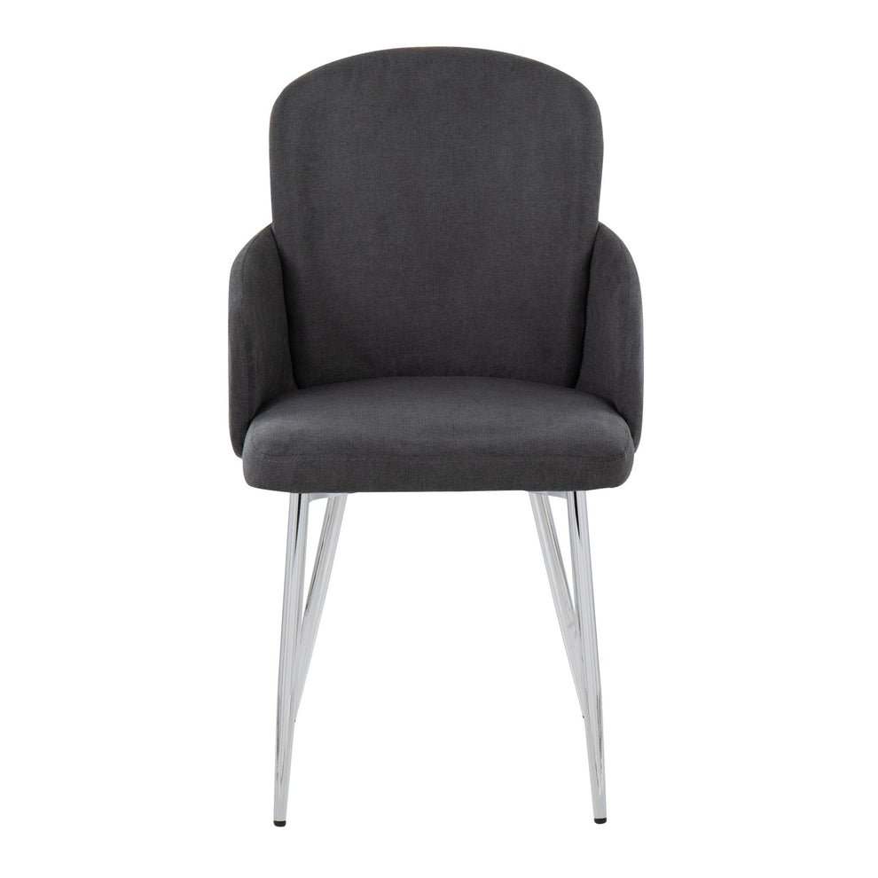 Dahlia Contemporary Dining Chair in Chrome Metal and Cream Fabric with Chrome Accent By LumiSource - Set of 2 | Dining Chairs | Modishstore - 10