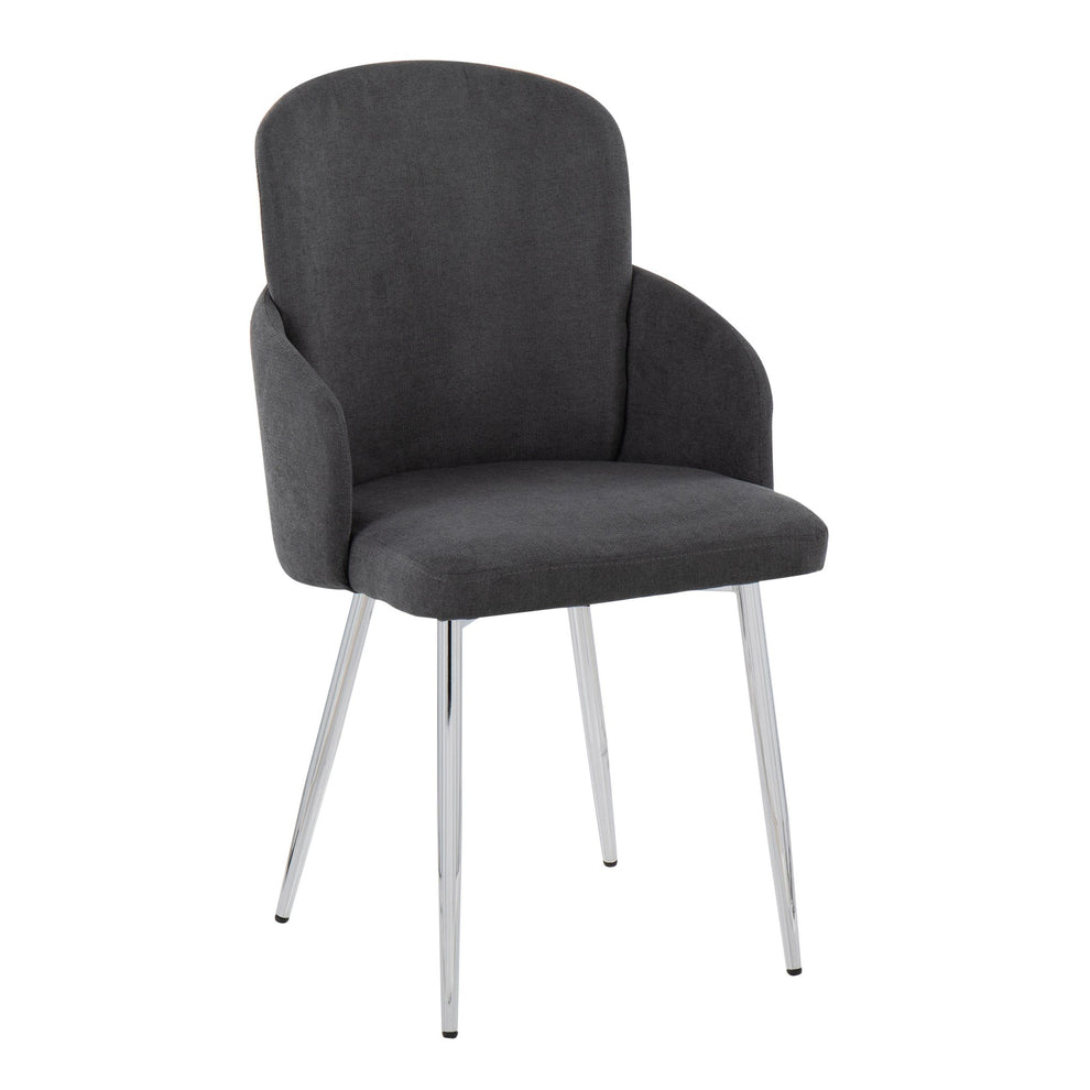 Dahlia Contemporary Dining Chair in Chrome Metal and Cream Fabric with Chrome Accent By LumiSource - Set of 2 | Dining Chairs | Modishstore - 13