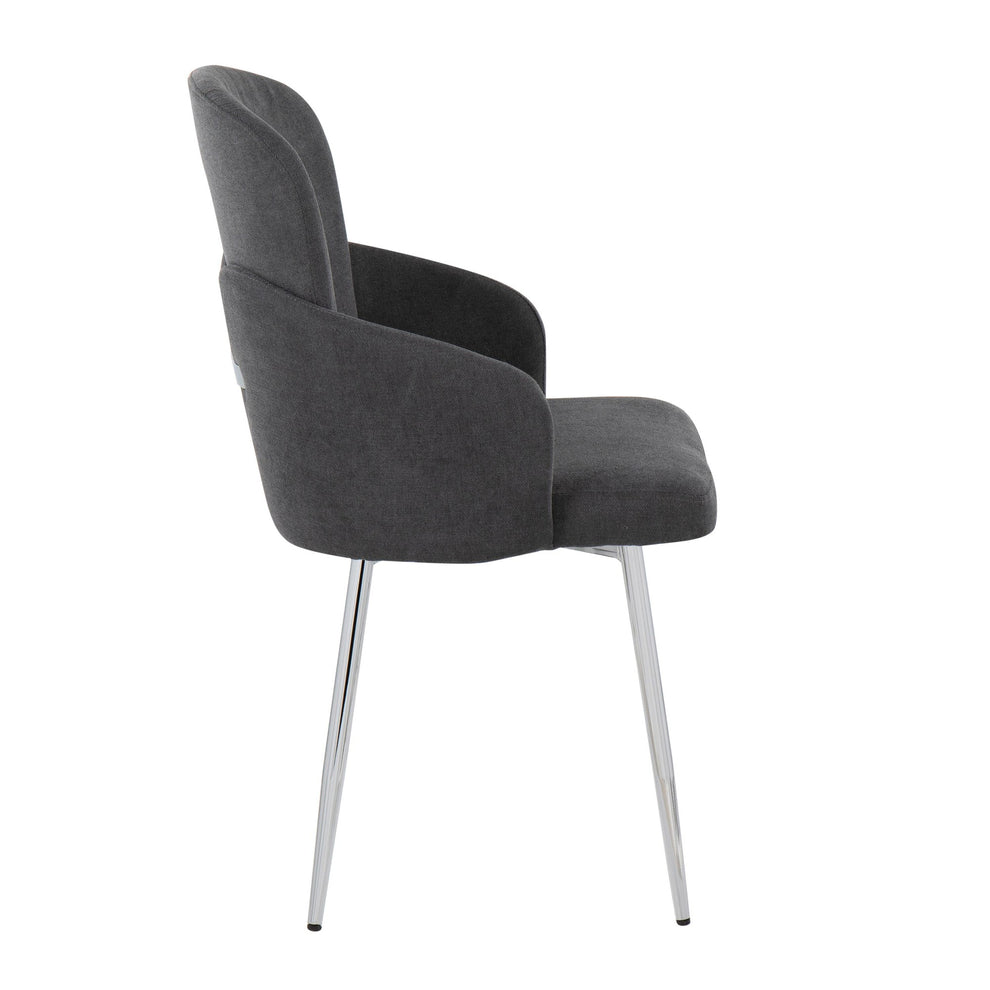 Dahlia Contemporary Dining Chair in Chrome Metal and Cream Fabric with Chrome Accent By LumiSource - Set of 2 | Dining Chairs | Modishstore - 14