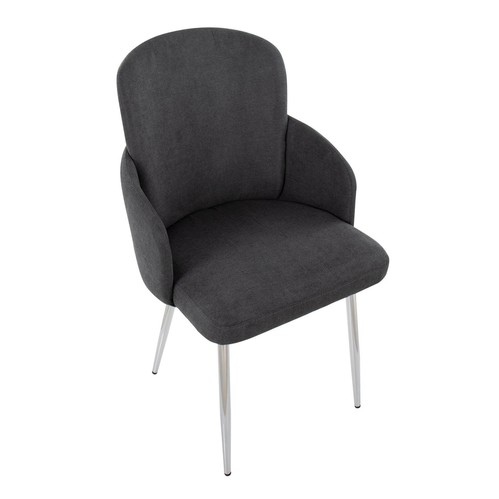Dahlia Contemporary Dining Chair in Chrome Metal and Cream Fabric with Chrome Accent By LumiSource - Set of 2 | Dining Chairs | Modishstore - 11