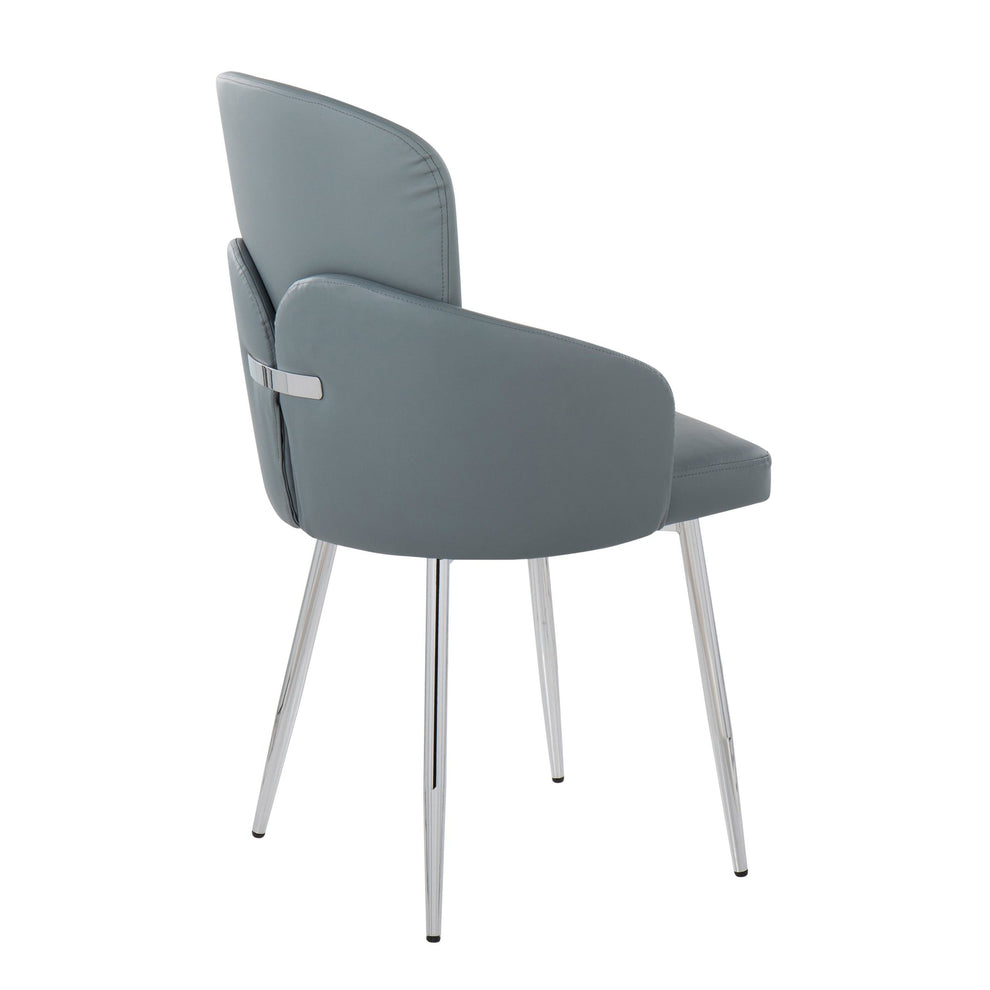 Dahlia Contemporary Dining Chair in Chrome Metal and Grey Fabric with Chrome Accent By LumiSource - Set of 2 | Dining Chairs | Modishstore - 7