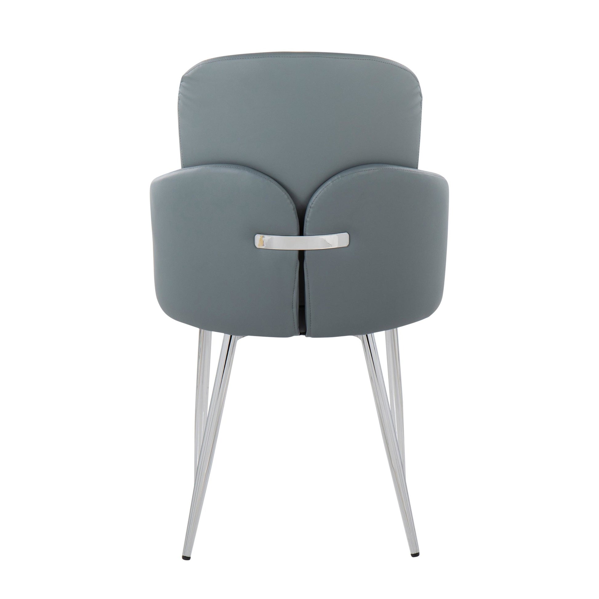 Dahlia Contemporary Dining Chair in Chrome Metal and Grey Fabric with Chrome Accent By LumiSource - Set of 2 | Dining Chairs | Modishstore - 8