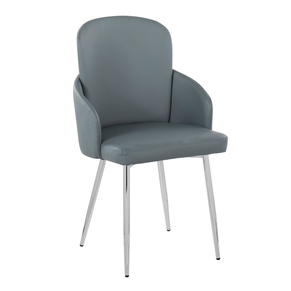 Dahlia Contemporary Dining Chair in Chrome Metal and Grey Fabric with Chrome Accent By LumiSource - Set of 2 | Dining Chairs | Modishstore - 5
