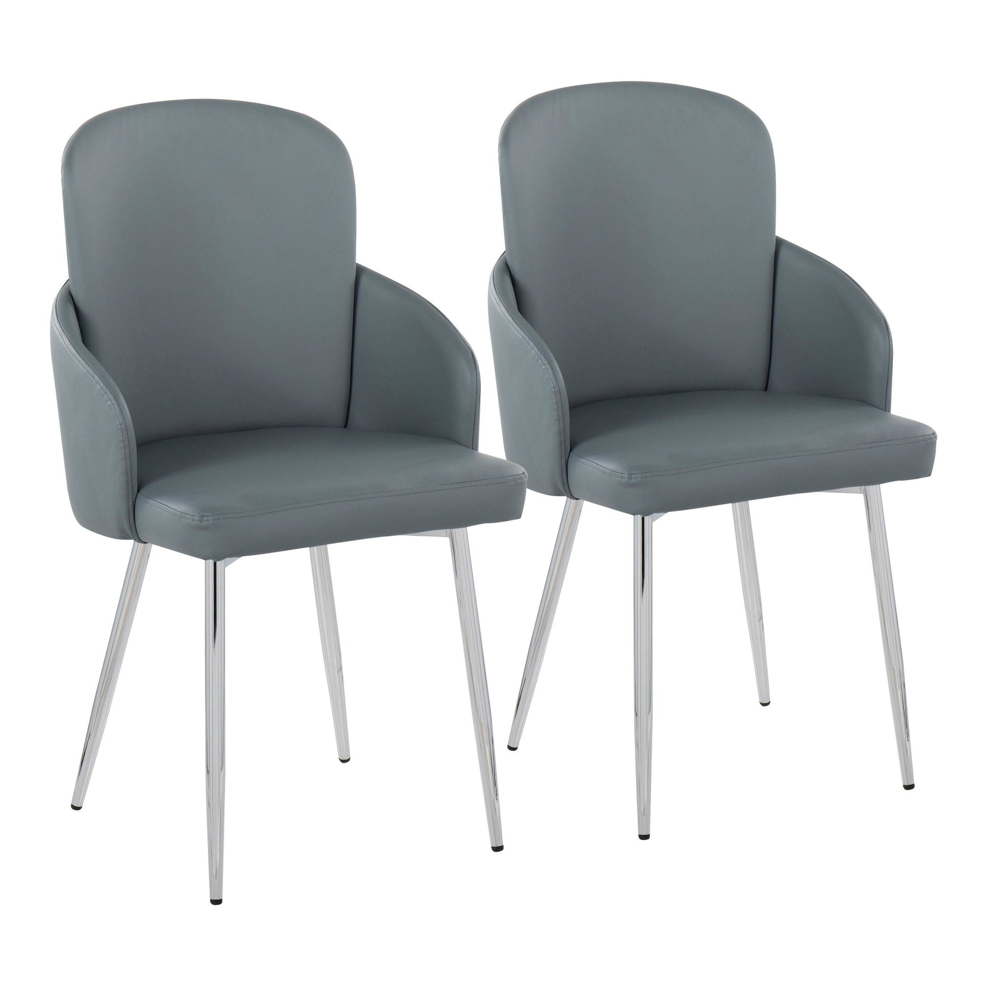 Dahlia Contemporary Dining Chair in Chrome Metal and Grey Fabric with Chrome Accent By LumiSource - Set of 2 | Dining Chairs | Modishstore