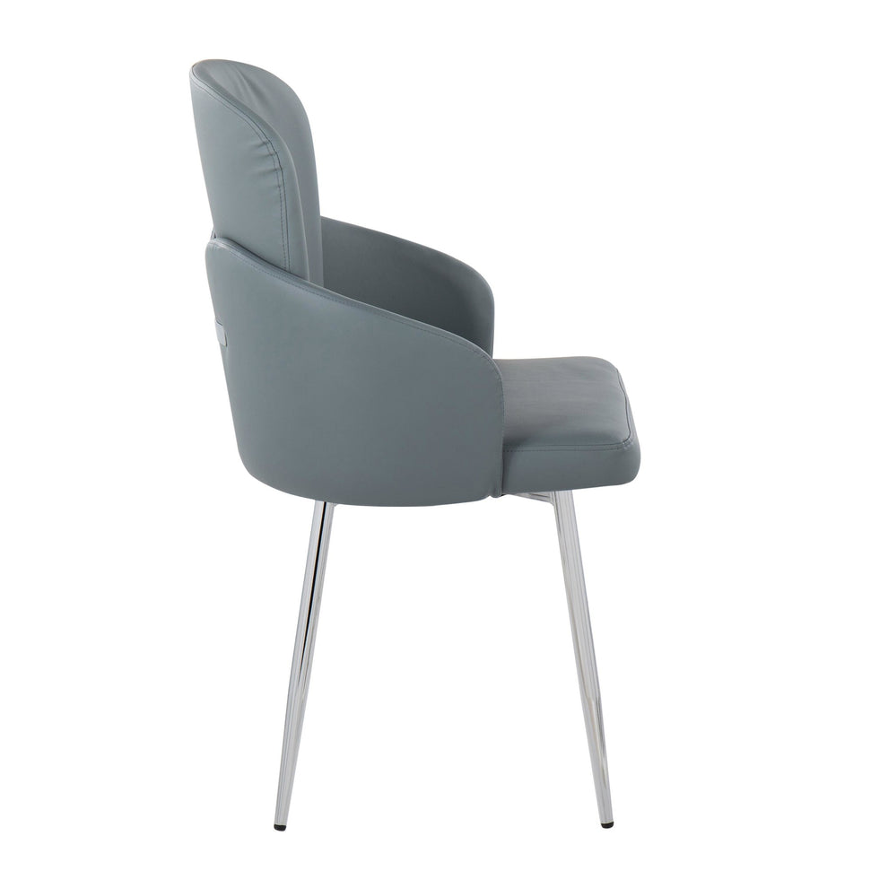 Dahlia Contemporary Dining Chair in Chrome Metal and Grey Fabric with Chrome Accent By LumiSource - Set of 2 | Dining Chairs | Modishstore - 6