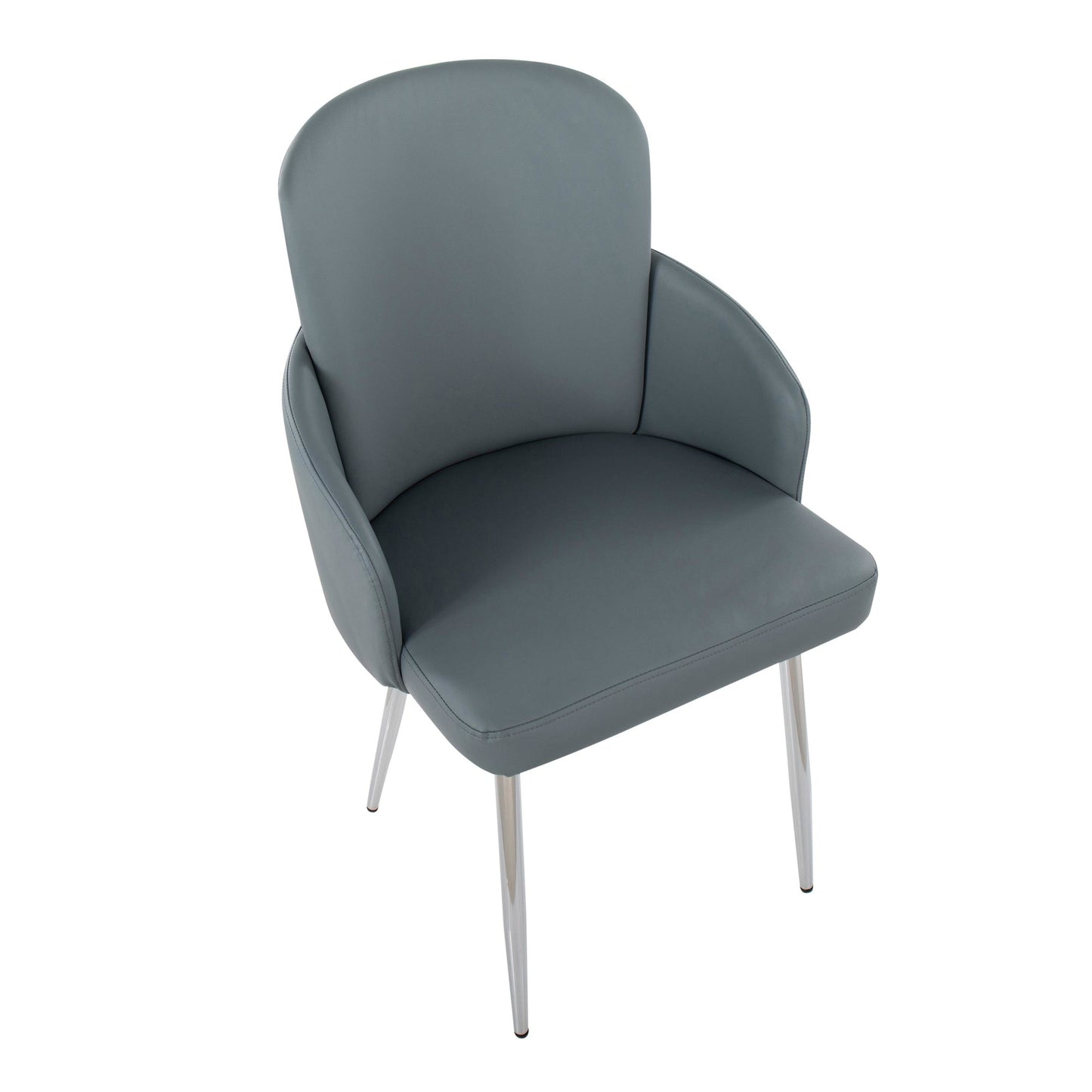 Dahlia Contemporary Dining Chair in Chrome Metal and Grey Fabric with Chrome Accent By LumiSource - Set of 2 | Dining Chairs | Modishstore - 3