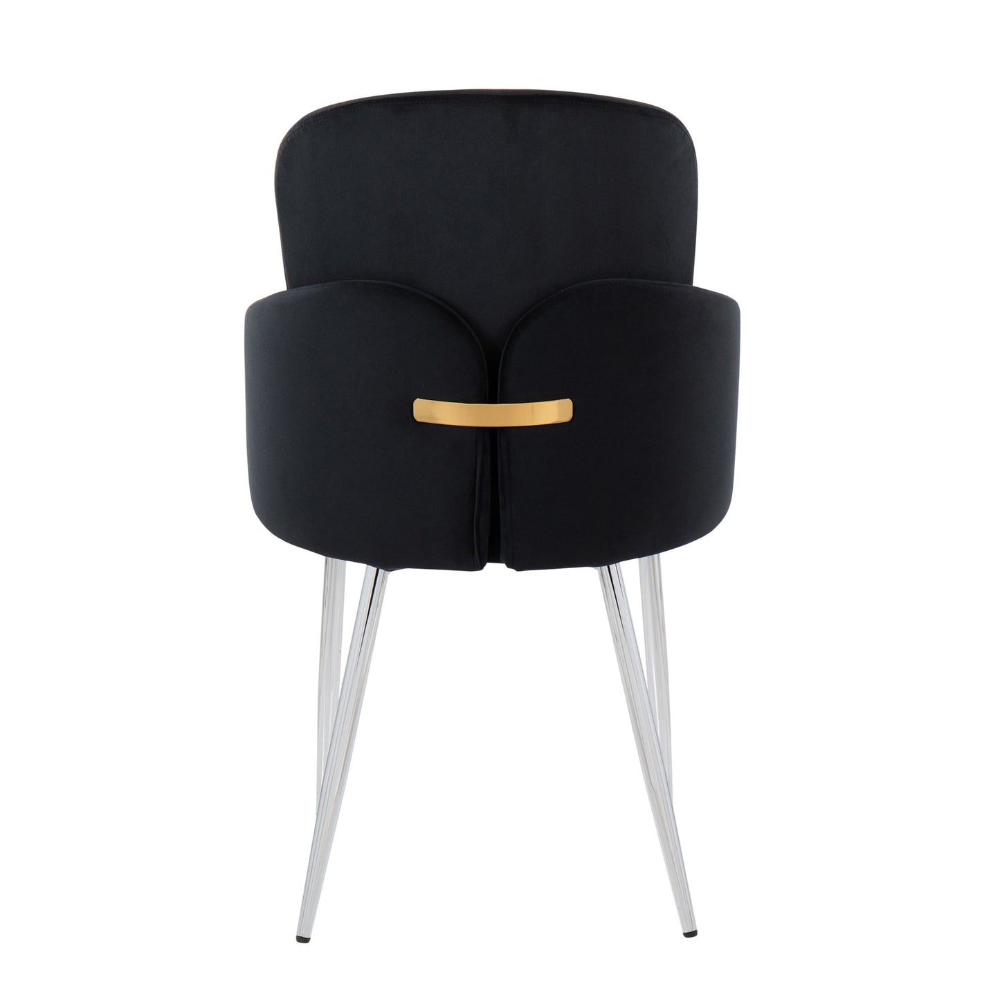 Dahlia Contemporary Dining Chair in Chrome Metal and Black Velvet with Gold Accent By LumiSource - Set of 2 | Dining Chairs | Modishstore - 8