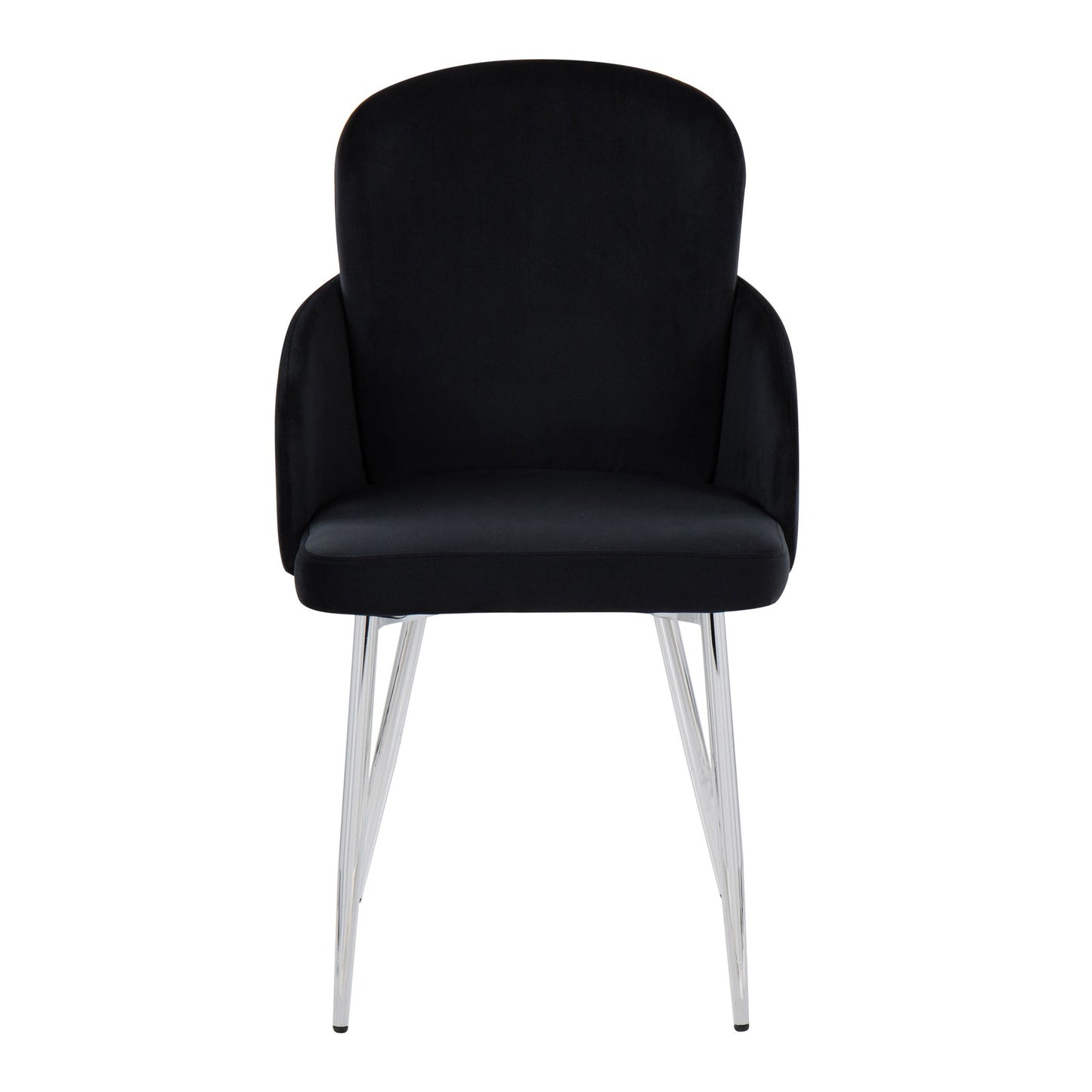 Dahlia Contemporary Dining Chair in Chrome Metal and Black Velvet with Gold Accent By LumiSource - Set of 2 | Dining Chairs | Modishstore - 2