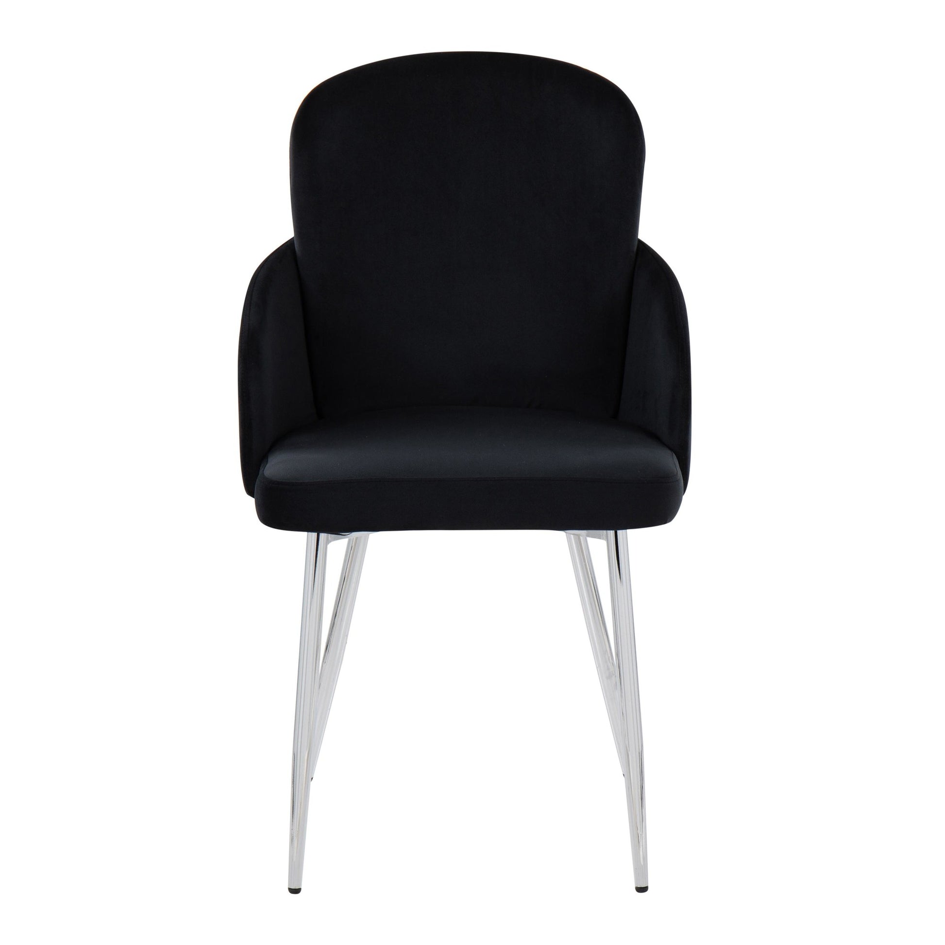 Dahlia Contemporary Dining Chair in Chrome Metal and Black Velvet with Gold Accent By LumiSource - Set of 2 | Dining Chairs | Modishstore - 2