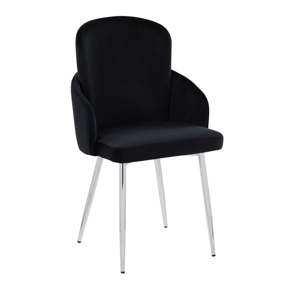 Dahlia Contemporary Dining Chair in Chrome Metal and Black Velvet with Gold Accent By LumiSource - Set of 2 | Dining Chairs | Modishstore - 5