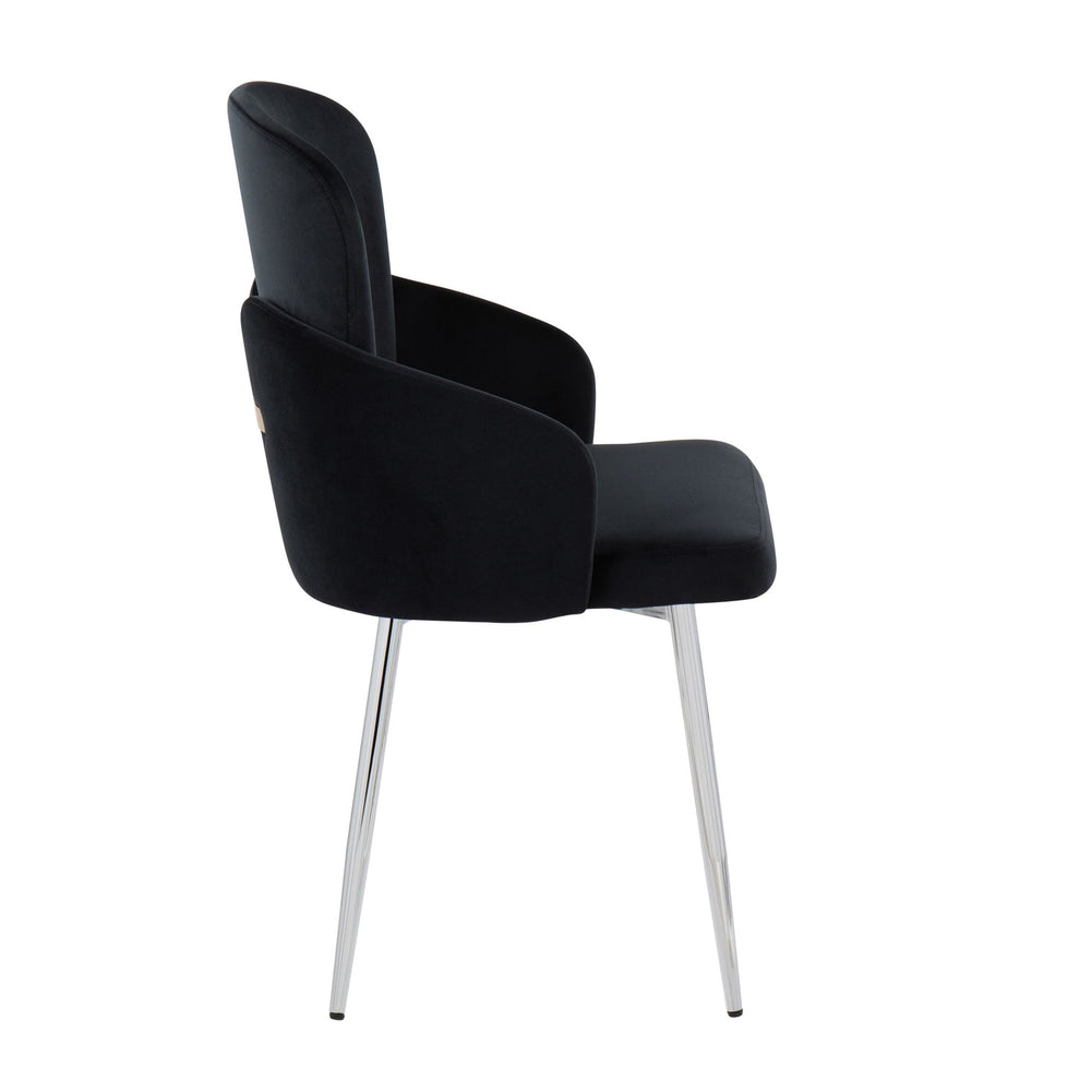 Dahlia Contemporary Dining Chair in Chrome Metal and Black Velvet with Gold Accent By LumiSource - Set of 2 | Dining Chairs | Modishstore - 6