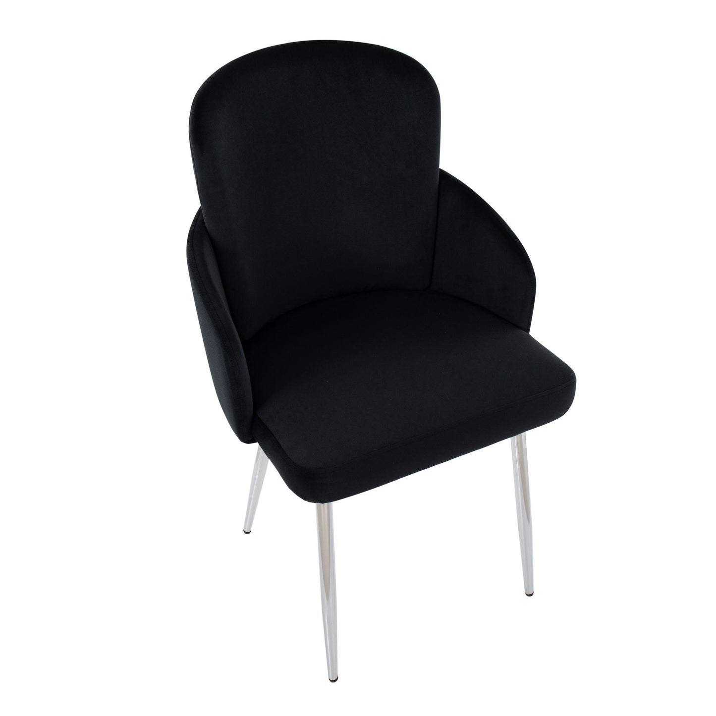 Dahlia Contemporary Dining Chair in Chrome Metal and Black Velvet with Gold Accent By LumiSource - Set of 2 | Dining Chairs | Modishstore - 3