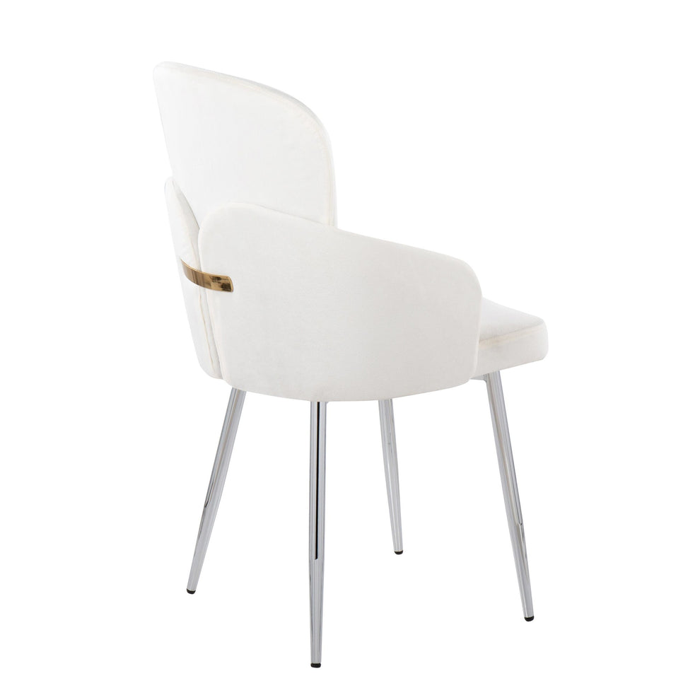 Dahlia Contemporary Dining Chair in Chrome Metal and Black Velvet with Gold Accent By LumiSource - Set of 2 | Dining Chairs | Modishstore - 15