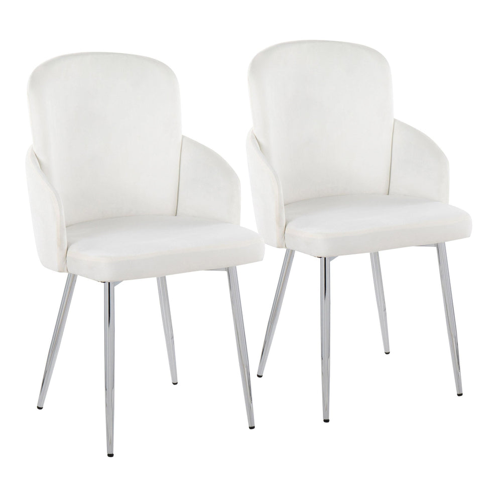 Dahlia Contemporary Dining Chair in Chrome Metal and Black Velvet with Gold Accent By LumiSource - Set of 2 | Dining Chairs | Modishstore - 9