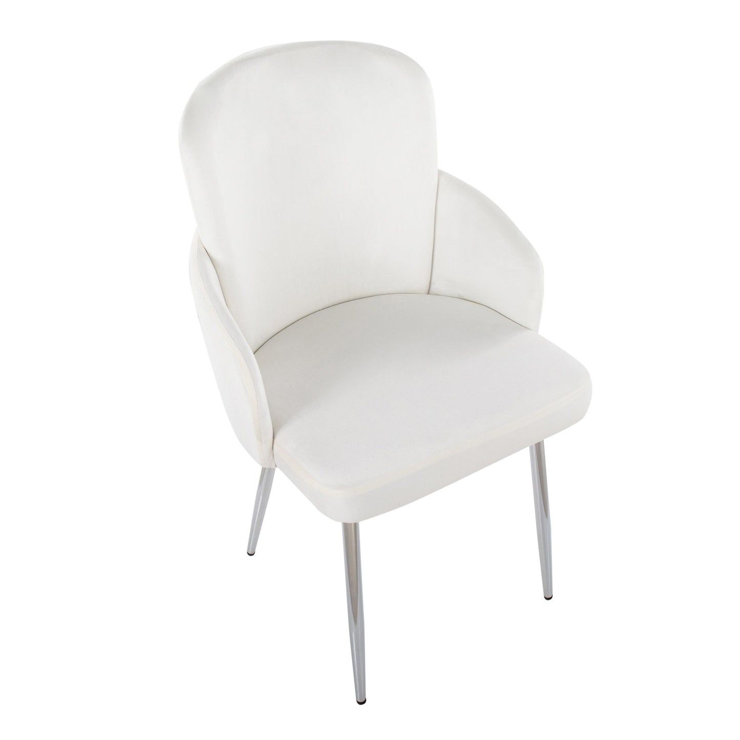 Dahlia Contemporary Dining Chair in Chrome Metal and Black Velvet with Gold Accent By LumiSource - Set of 2 | Dining Chairs | Modishstore - 11