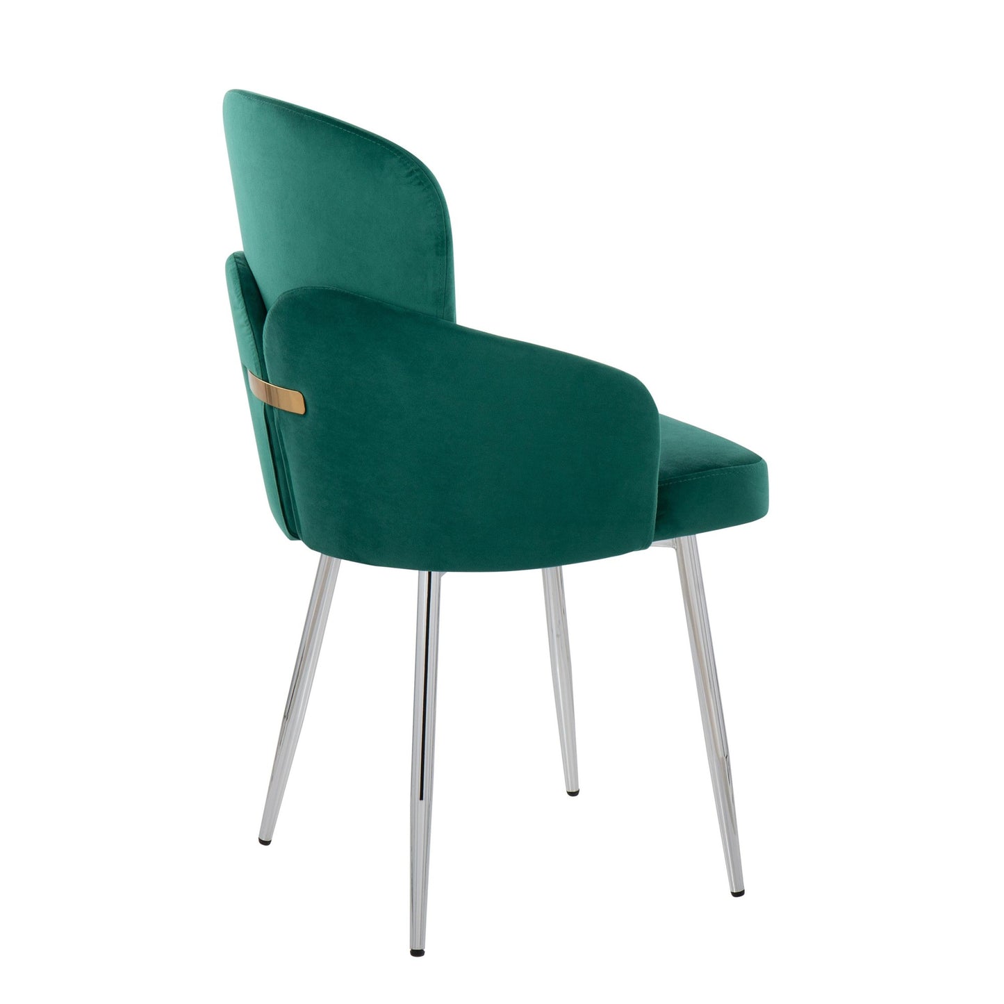 Dahlia Contemporary Dining Chair in Chrome Metal and Black Velvet with Gold Accent By LumiSource - Set of 2 | Dining Chairs | Modishstore - 23