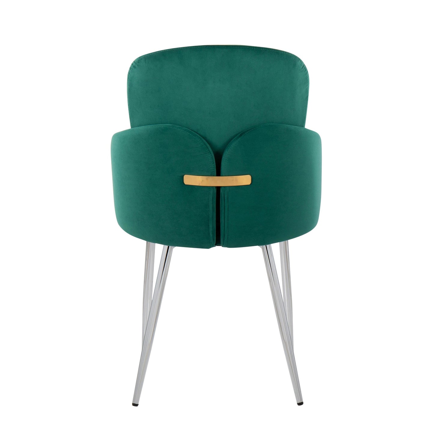 Dahlia Contemporary Dining Chair in Chrome Metal and Black Velvet with Gold Accent By LumiSource - Set of 2 | Dining Chairs | Modishstore - 24