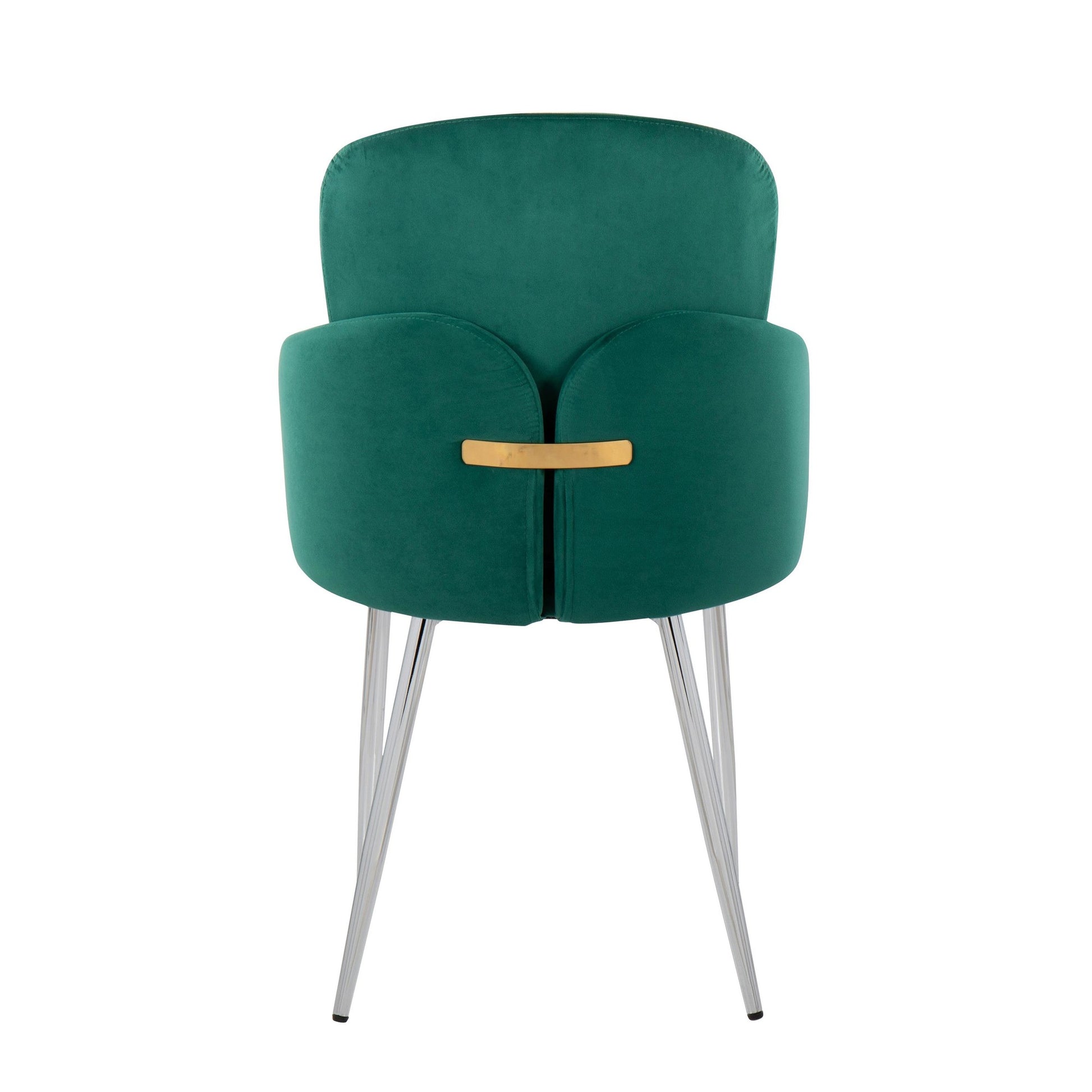 Dahlia Contemporary Dining Chair in Chrome Metal and Black Velvet with Gold Accent By LumiSource - Set of 2 | Dining Chairs | Modishstore - 24