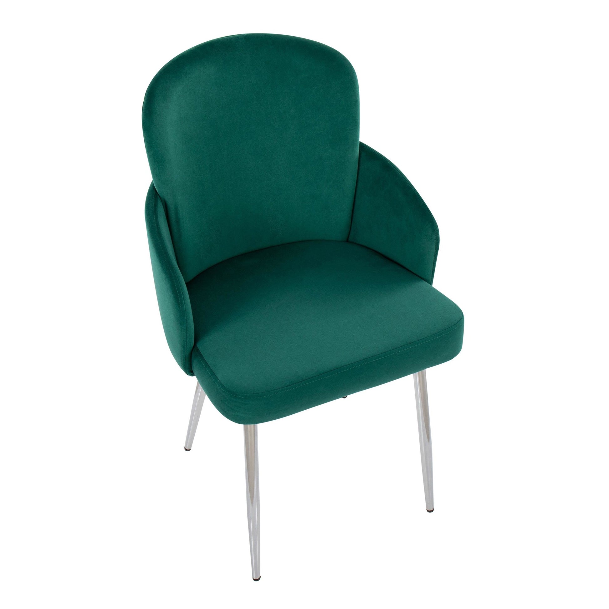 Dahlia Contemporary Dining Chair in Chrome Metal and Black Velvet with Gold Accent By LumiSource - Set of 2 | Dining Chairs | Modishstore - 19