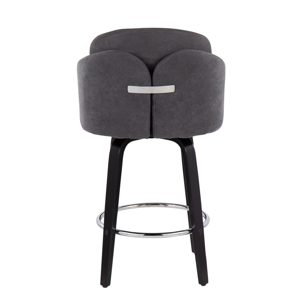 Dahlia Contemporary Counter Stool in Black Wood and Cream Fabric with Round Chrome Footrest By LumiSource - Set of 2 | Counter Stools | Modishstore - 16