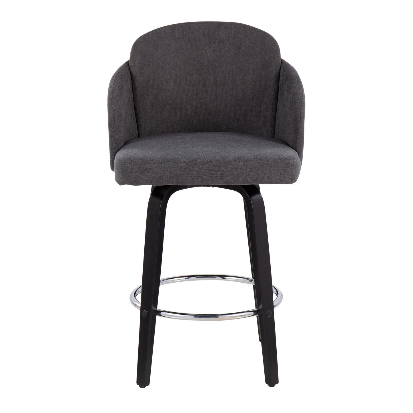 Dahlia Contemporary Counter Stool in Black Wood and Cream Fabric with Round Chrome Footrest By LumiSource - Set of 2 | Counter Stools | Modishstore - 10