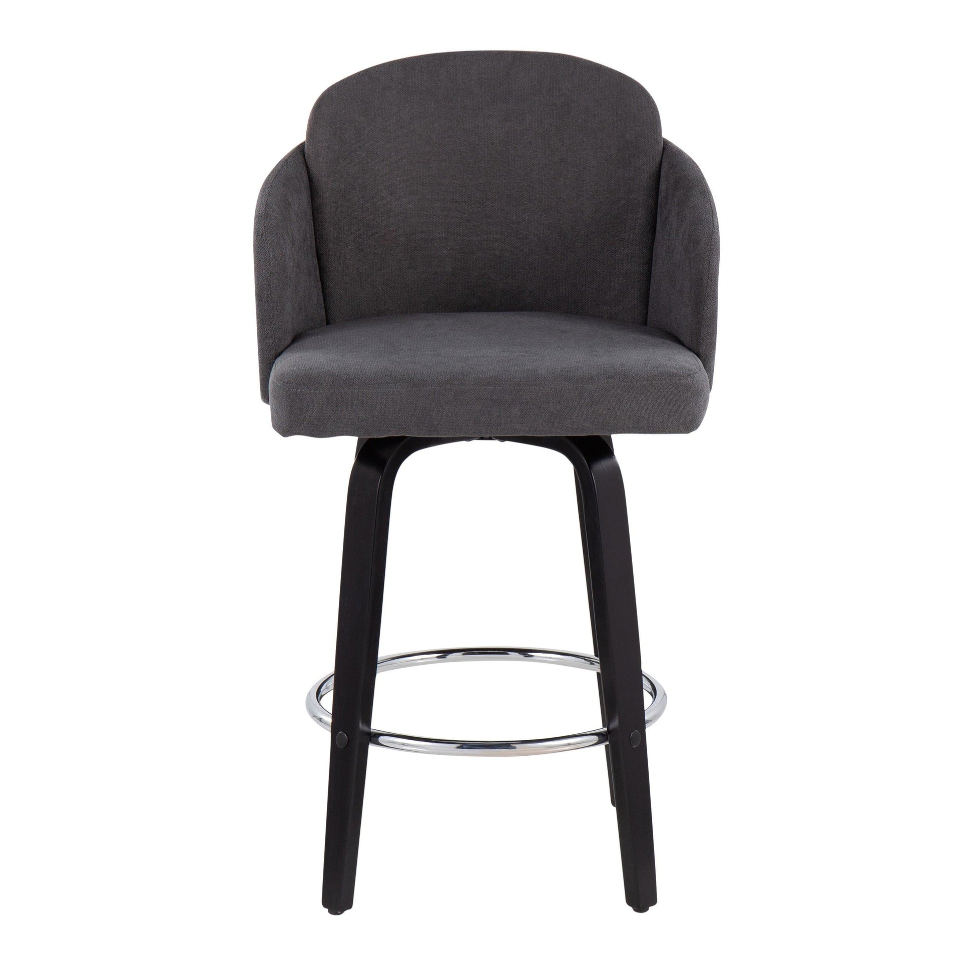 Dahlia Contemporary Counter Stool in Black Wood and Cream Fabric with Round Chrome Footrest By LumiSource - Set of 2 | Counter Stools | Modishstore - 10