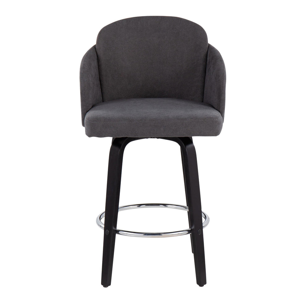 Dahlia Contemporary Counter Stool in Black Wood and Cream Fabric with Round Chrome Footrest By LumiSource - Set of 2 | Counter Stools | Modishstore - 10