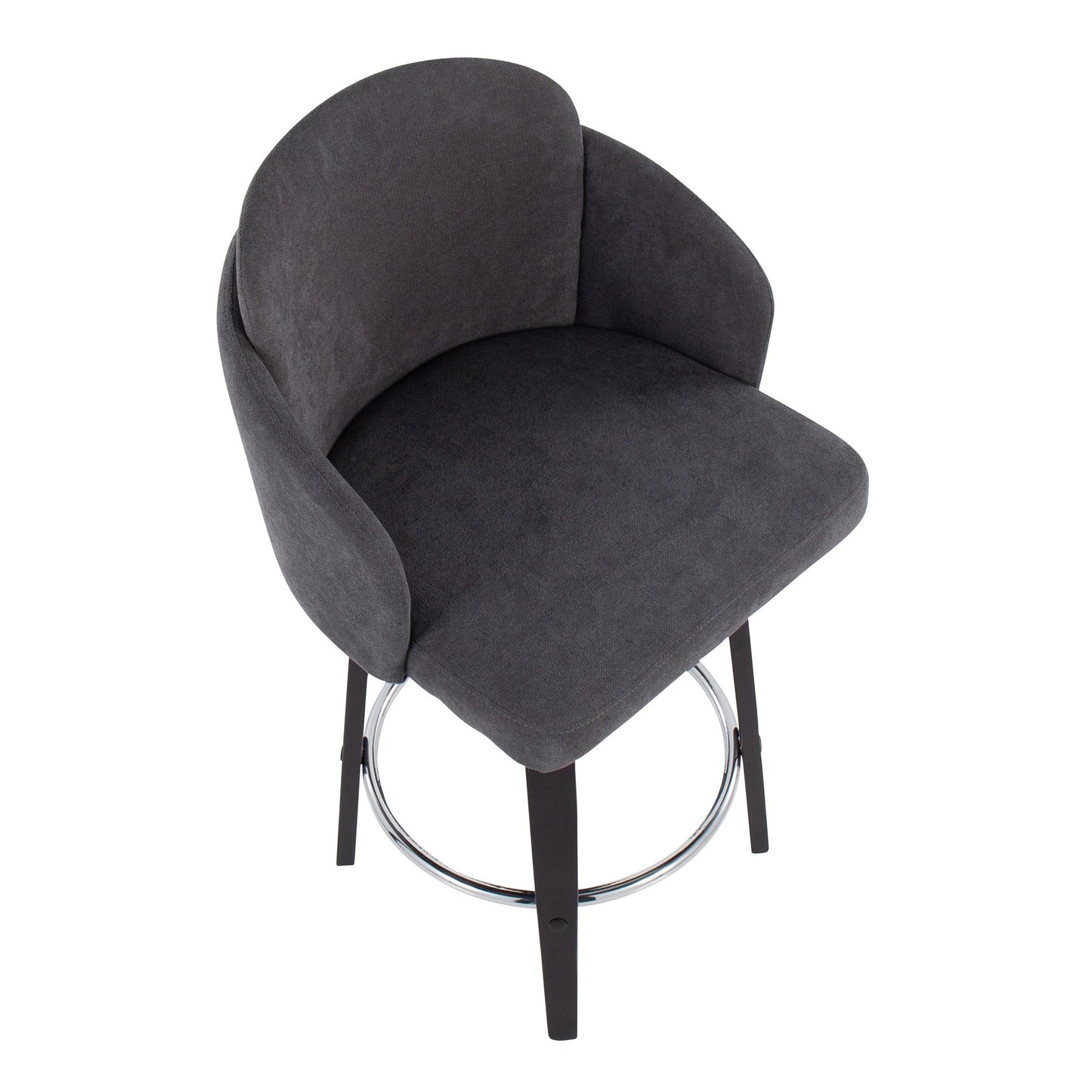 Dahlia Contemporary Counter Stool in Black Wood and Cream Fabric with Round Chrome Footrest By LumiSource - Set of 2 | Counter Stools | Modishstore - 11