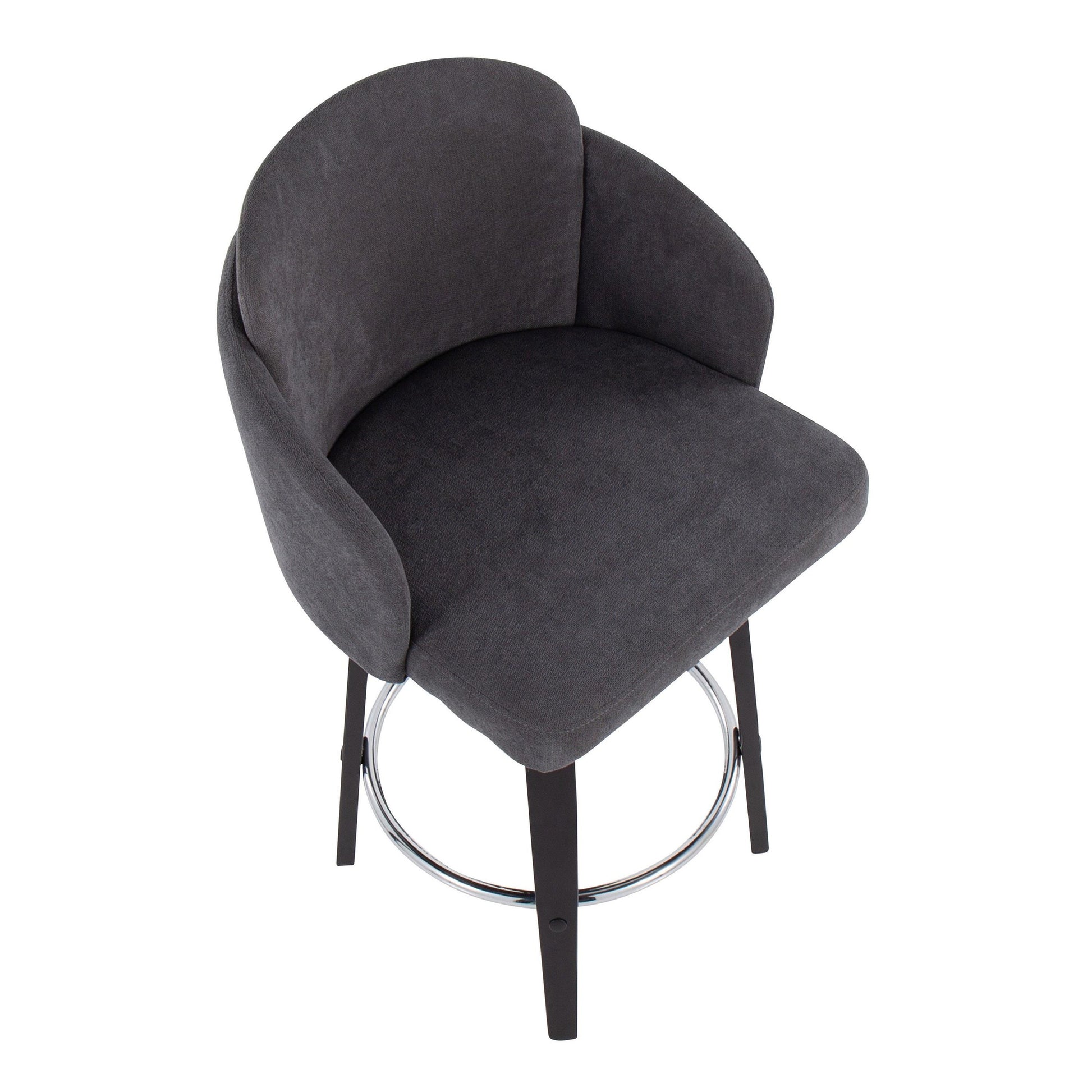 Dahlia Contemporary Counter Stool in Black Wood and Cream Fabric with Round Chrome Footrest By LumiSource - Set of 2 | Counter Stools | Modishstore - 11