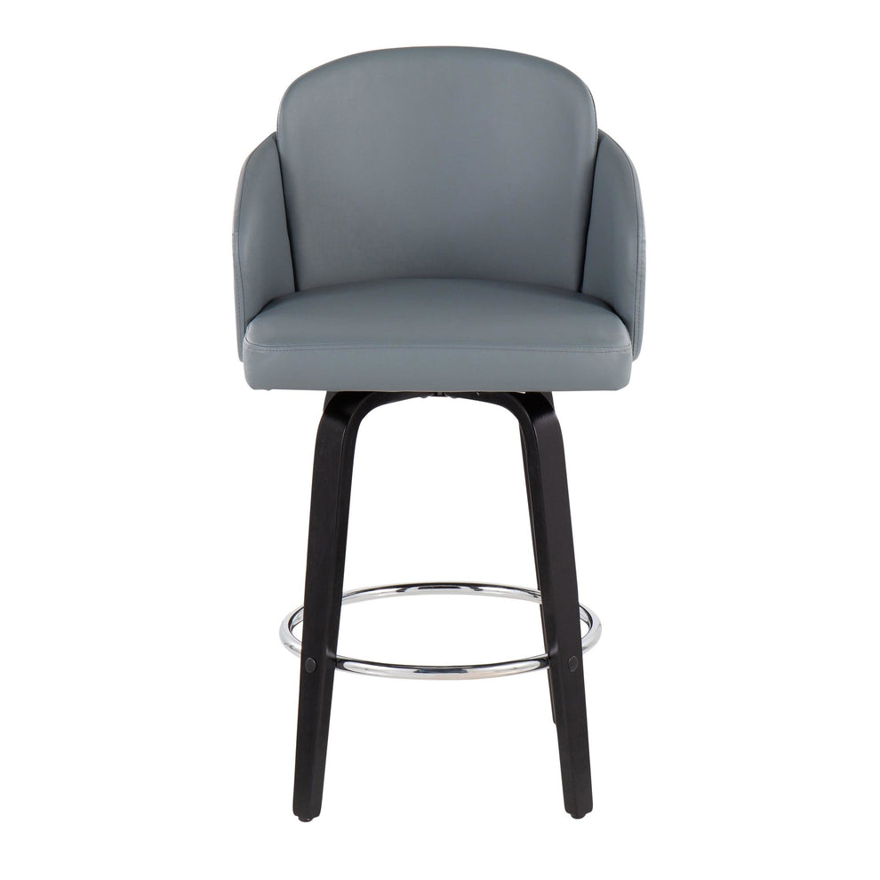 Dahlia Contemporary Counter Stool in Black Wood and Black Faux Leather with Round Chrome Footrest By LumiSource - Set of 2 | Counter Stools | Modishstore - 18