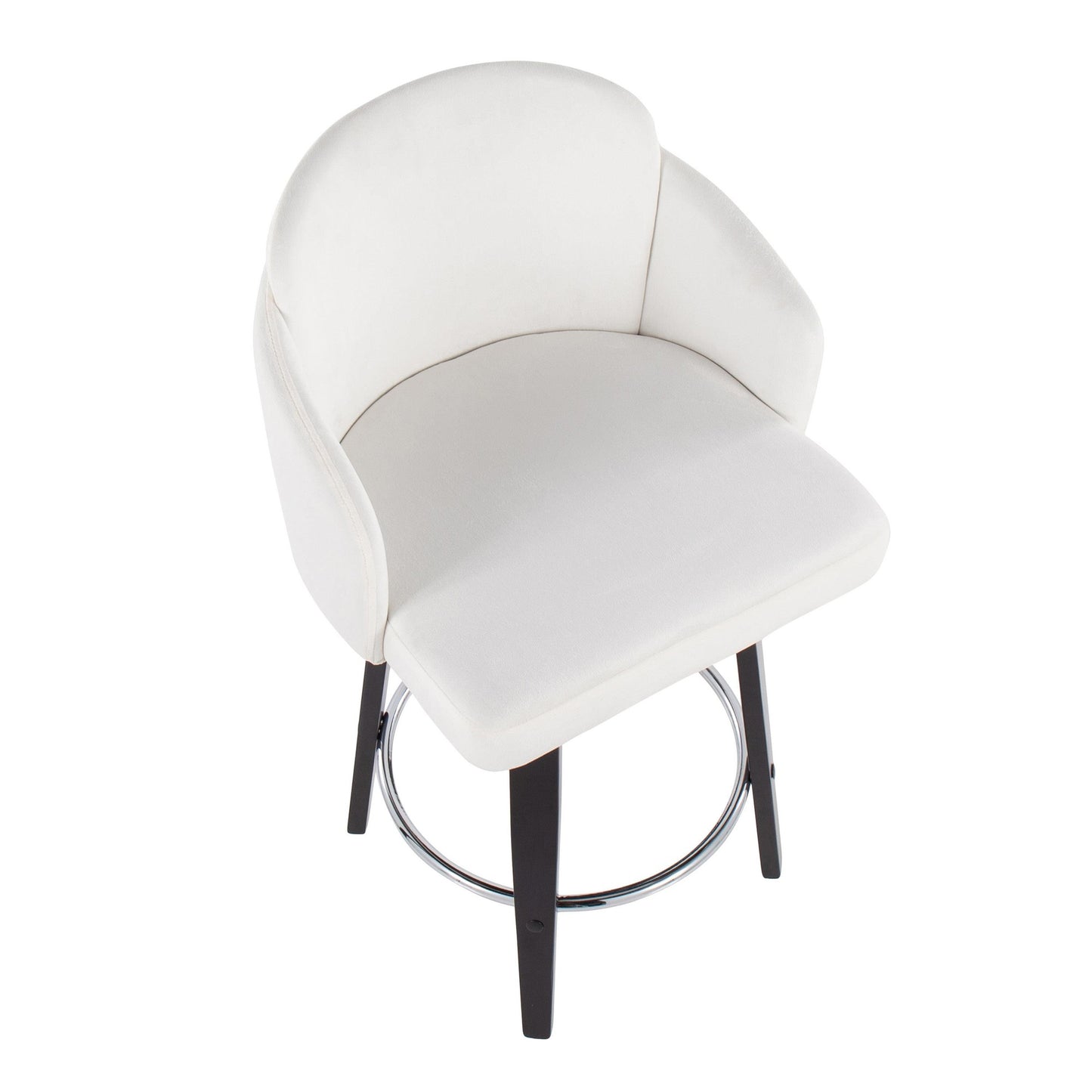 Dahlia Contemporary Counter Stool in Black Wood and Black Velvet with Gold Metal Accent and Round Chrome Footrest By LumiSource - Set of 2 | Counter Stools | Modishstore - 11