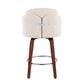 Dahlia Contemporary Counter Stool in Walnut Wood and Cream Fabric with Round Chrome Footrest By LumiSource - Set of 2 | Counter Stools | Modishstore - 8