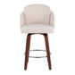 Dahlia Contemporary Counter Stool in Walnut Wood and Cream Fabric with Round Chrome Footrest By LumiSource - Set of 2 | Counter Stools | Modishstore - 2
