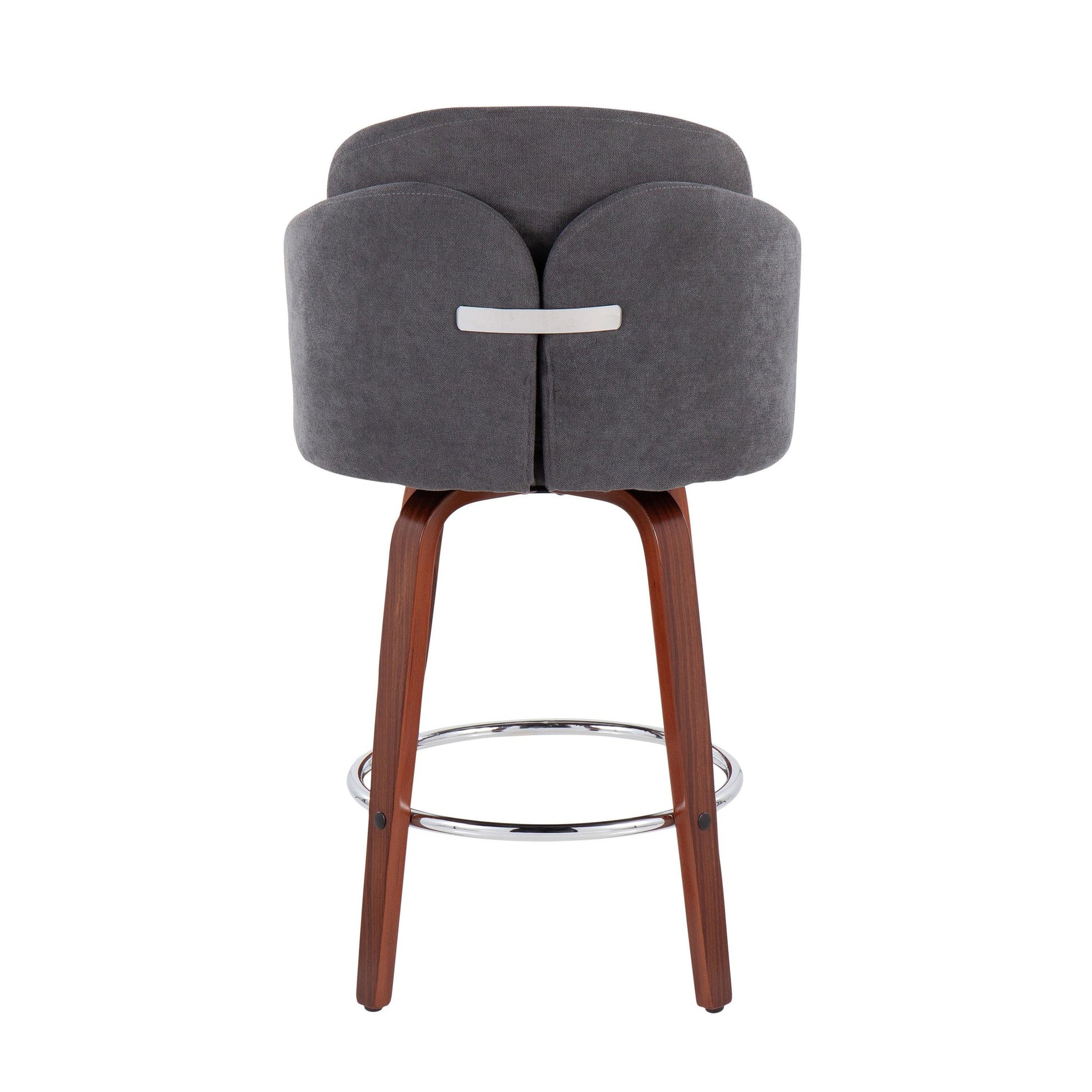 Dahlia Contemporary Counter Stool in Walnut Wood and Cream Fabric with Round Chrome Footrest By LumiSource - Set of 2 | Counter Stools | Modishstore - 16