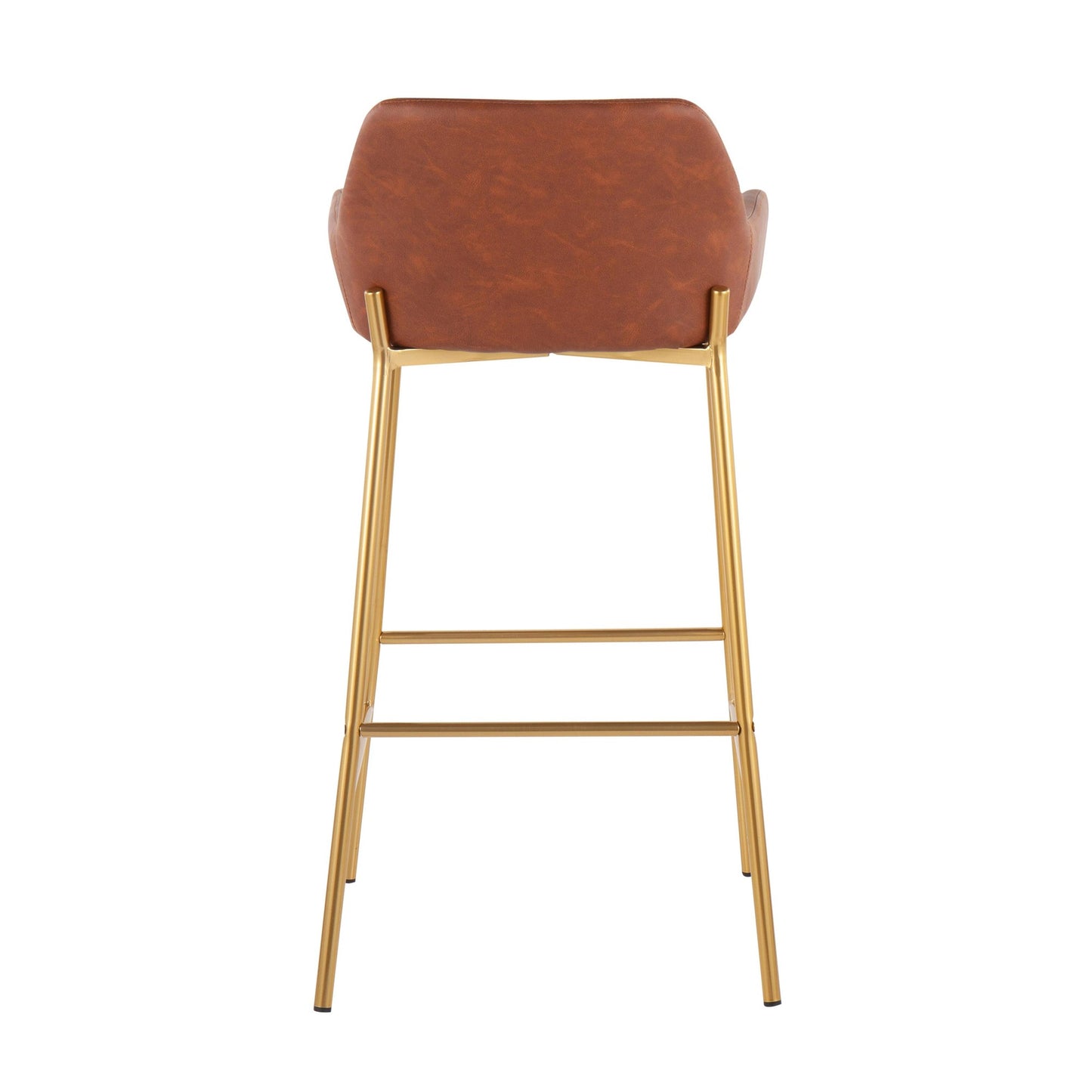 Daniella Contemporary/Glam Fixed-Height Bar Stool in Gold Metal and Camel Faux Leather By LumiSource - Set of 2 | Bar Stools | Modishstore - 8