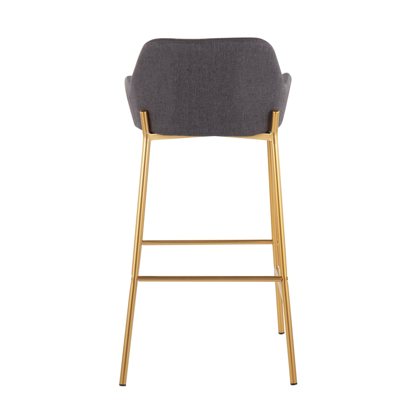 Daniella Contemporary/Glam Fixed-Height Bar Stool in Gold Metal and Charcoal Fabric By LumiSource - Set of 2 | Bar Stools | Modishstore - 8