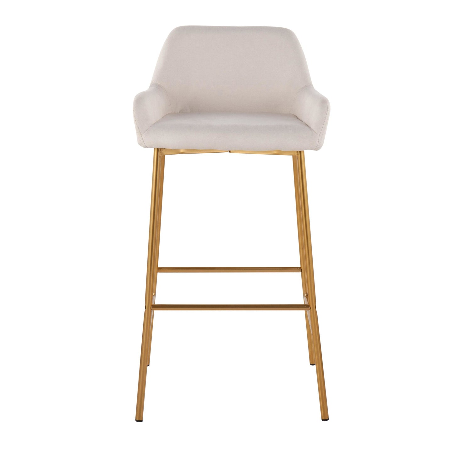 Daniella Contemporary/Glam Fixed-Height Bar Stool in Gold Metal and Charcoal Fabric By LumiSource - Set of 2 | Bar Stools | Modishstore - 10