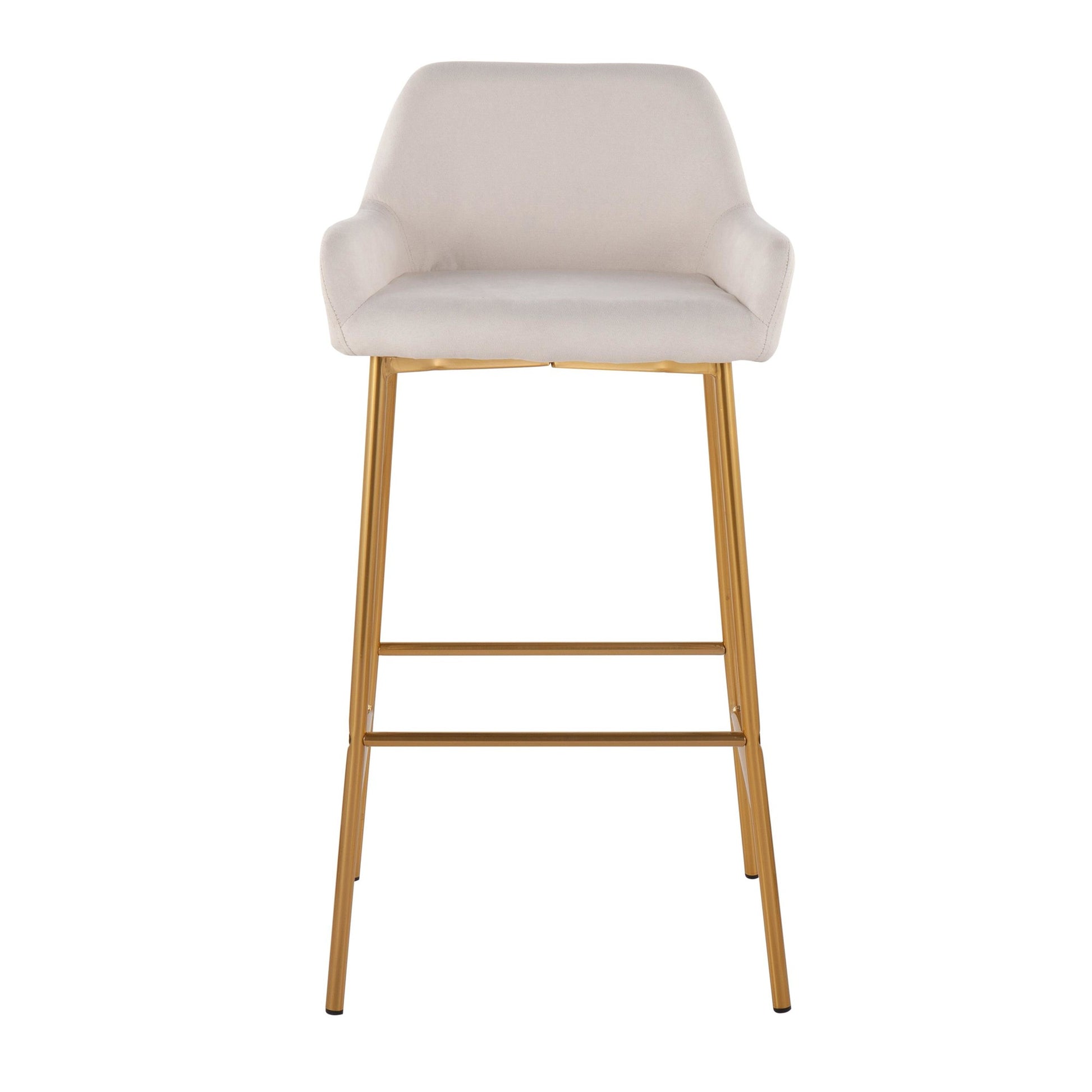 Daniella Contemporary/Glam Fixed-Height Bar Stool in Gold Metal and Charcoal Fabric By LumiSource - Set of 2 | Bar Stools | Modishstore - 10