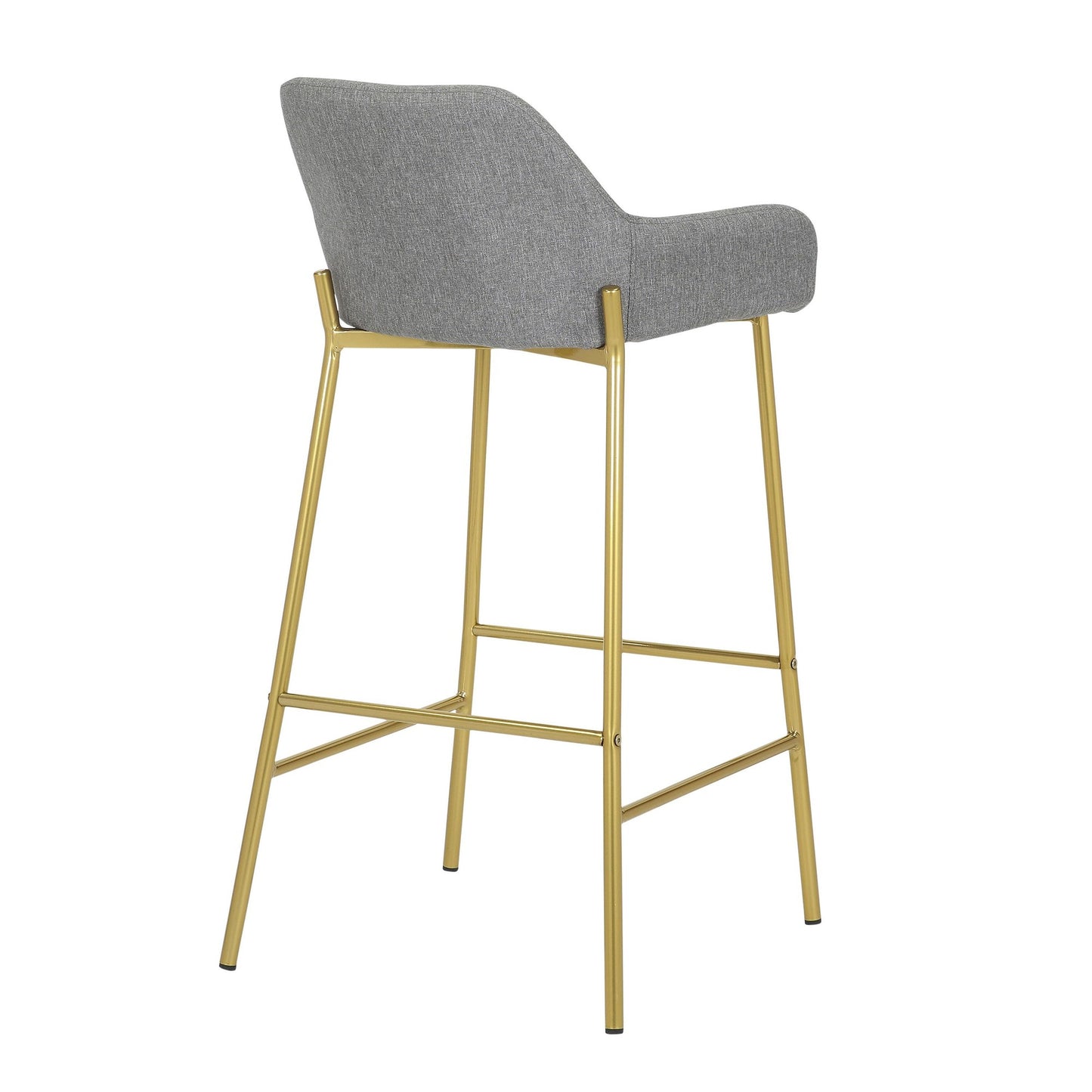 Daniella Contemporary/Glam Fixed-Height Bar Stool in Gold Metal and Charcoal Fabric By LumiSource - Set of 2 | Bar Stools | Modishstore - 23