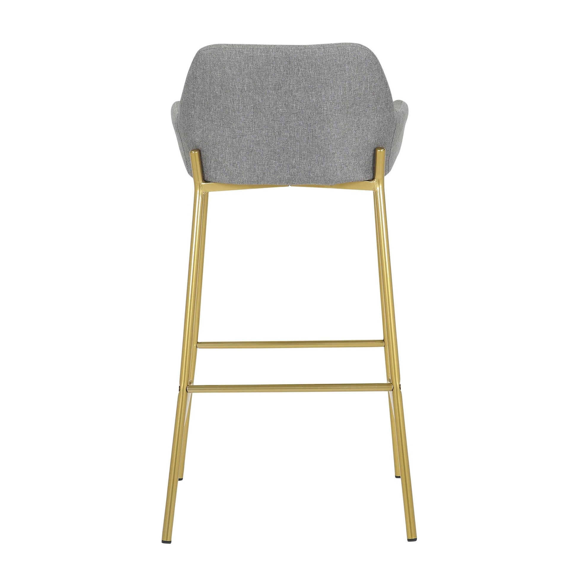 Daniella Contemporary/Glam Fixed-Height Bar Stool in Gold Metal and Charcoal Fabric By LumiSource - Set of 2 | Bar Stools | Modishstore - 24