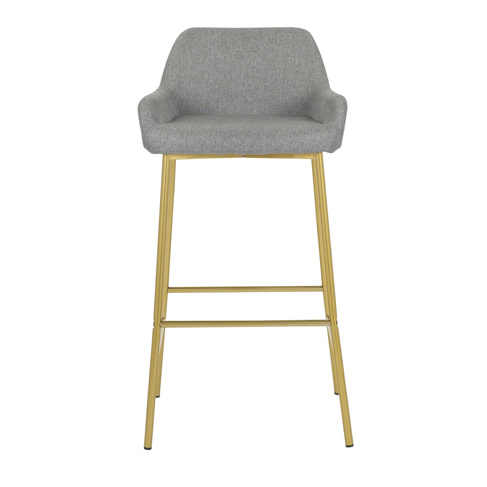 Daniella Contemporary/Glam Fixed-Height Bar Stool in Gold Metal and Charcoal Fabric By LumiSource - Set of 2 | Bar Stools | Modishstore - 18