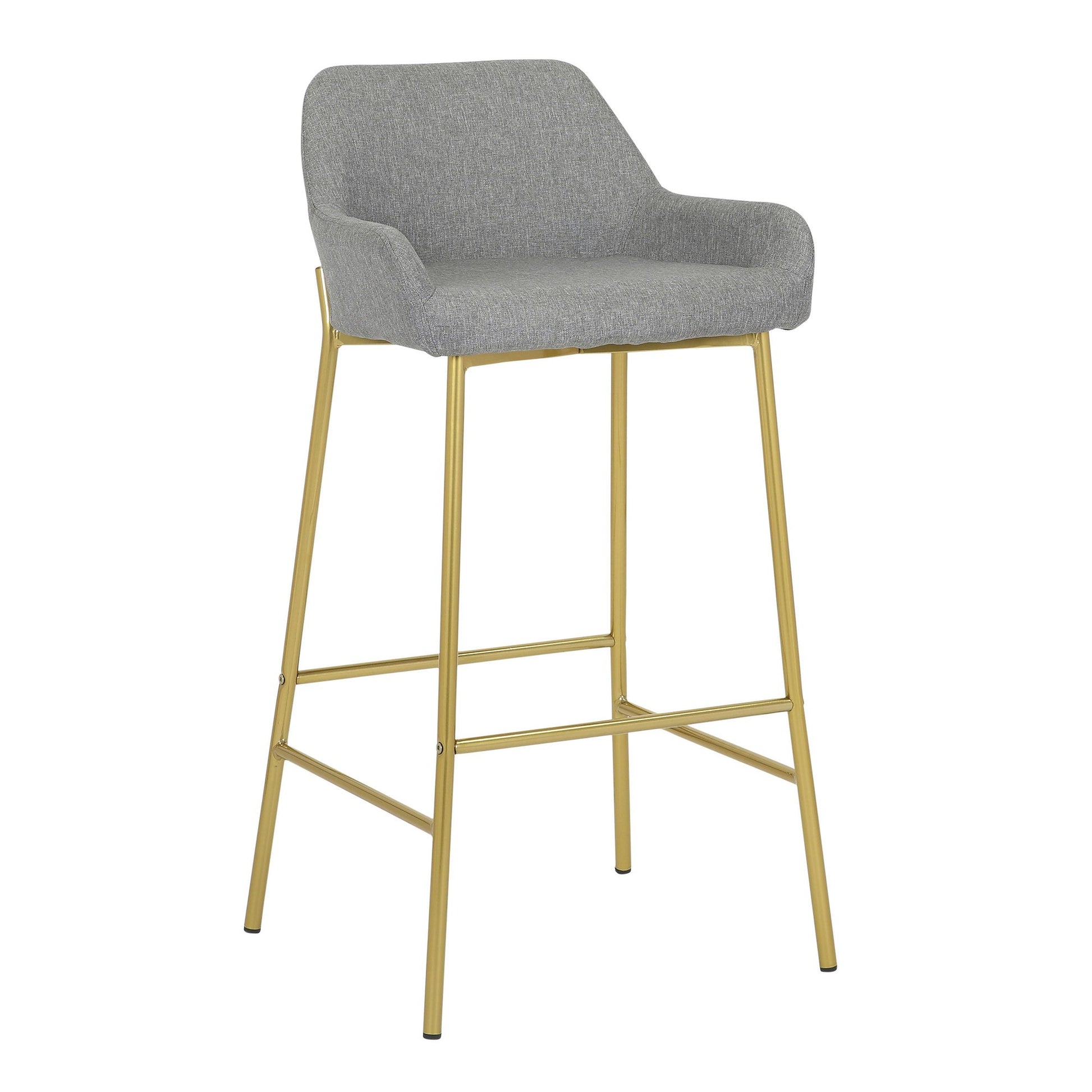 Daniella Contemporary/Glam Fixed-Height Bar Stool in Gold Metal and Charcoal Fabric By LumiSource - Set of 2 | Bar Stools | Modishstore - 21