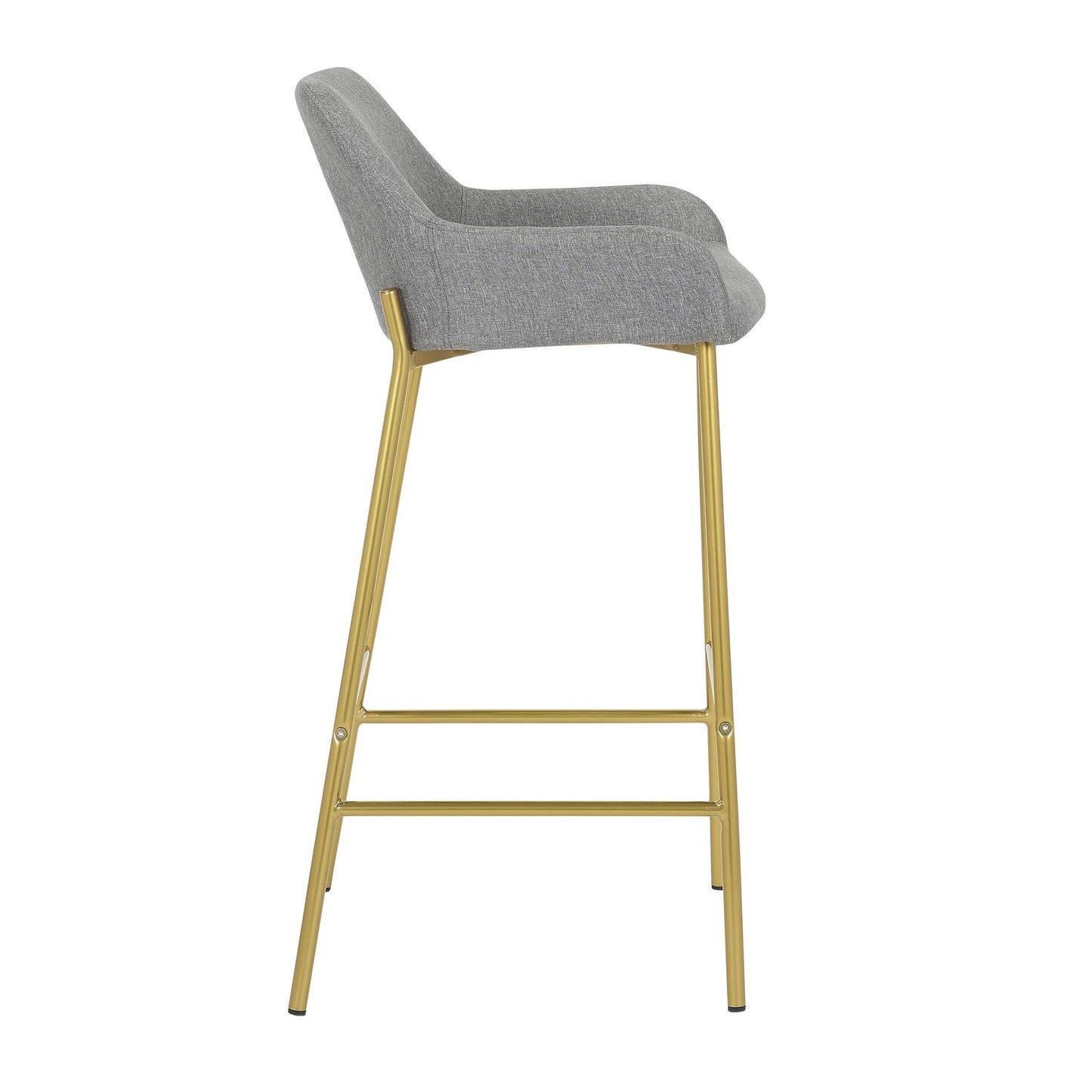 Daniella Contemporary/Glam Fixed-Height Bar Stool in Gold Metal and Charcoal Fabric By LumiSource - Set of 2 | Bar Stools | Modishstore - 22