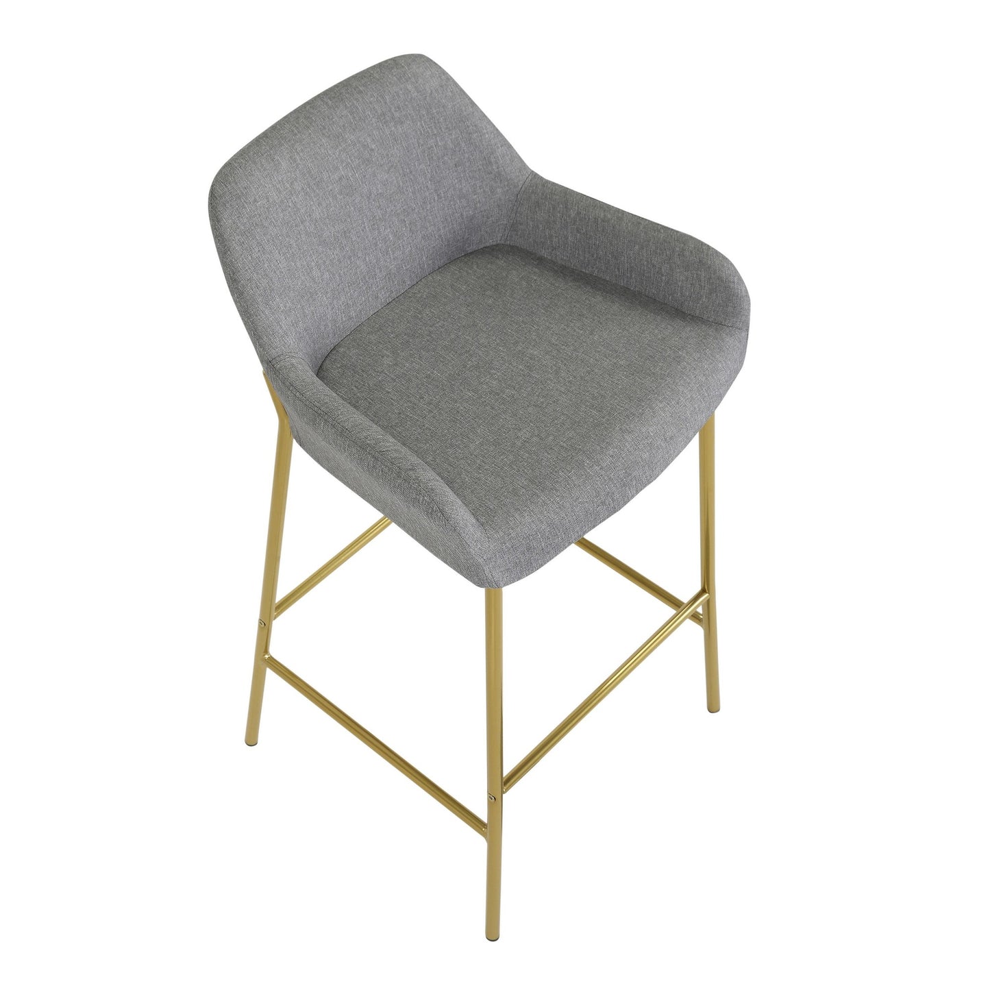 Daniella Contemporary/Glam Fixed-Height Bar Stool in Gold Metal and Charcoal Fabric By LumiSource - Set of 2 | Bar Stools | Modishstore - 19