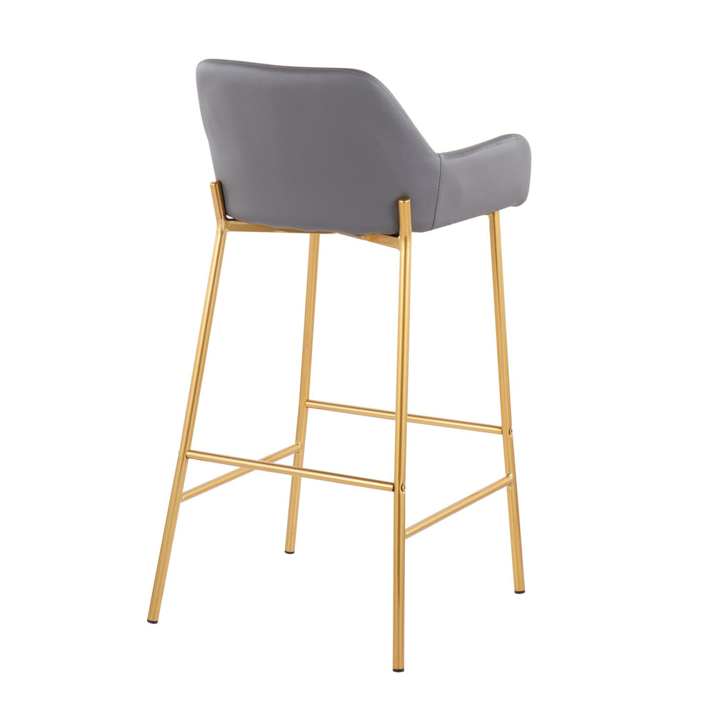 Daniella Contemporary/Glam Fixed-Height Bar Stool in Gold Metal and Camel Faux Leather By LumiSource - Set of 2 | Bar Stools | Modishstore - 15