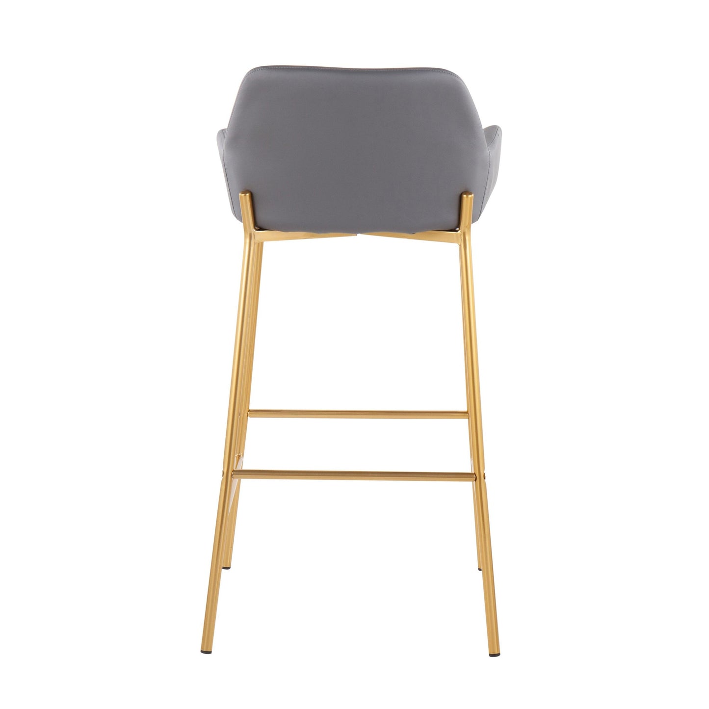 Daniella Contemporary/Glam Fixed-Height Bar Stool in Gold Metal and Camel Faux Leather By LumiSource - Set of 2 | Bar Stools | Modishstore - 16