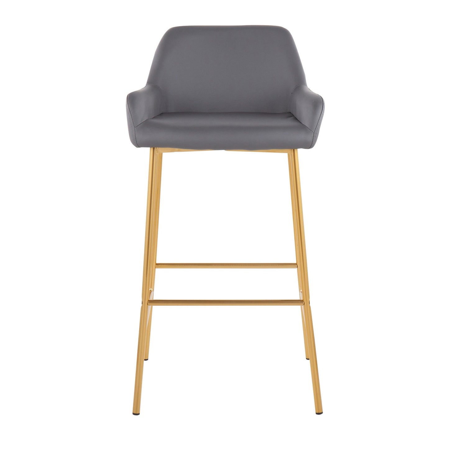 Daniella Contemporary/Glam Fixed-Height Bar Stool in Gold Metal and Camel Faux Leather By LumiSource - Set of 2 | Bar Stools | Modishstore - 10